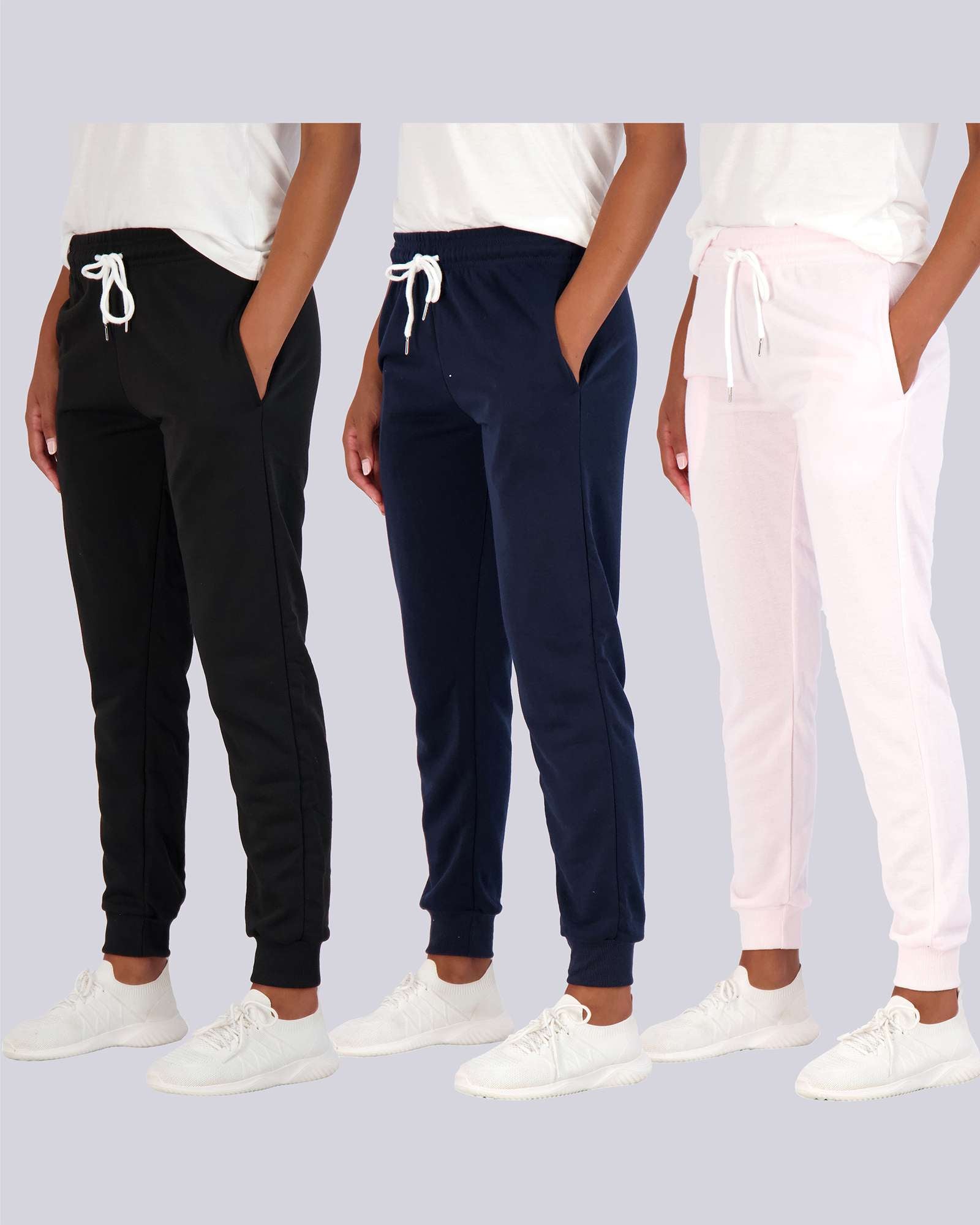 3 Pack: Womens French Terry Lounge Jogger Sweatpants