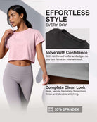 Real Essentials 5 Pack Women's Dry Fit Crop Top Workout T Shirts Short Sleeve Athletic Gym - Set 10