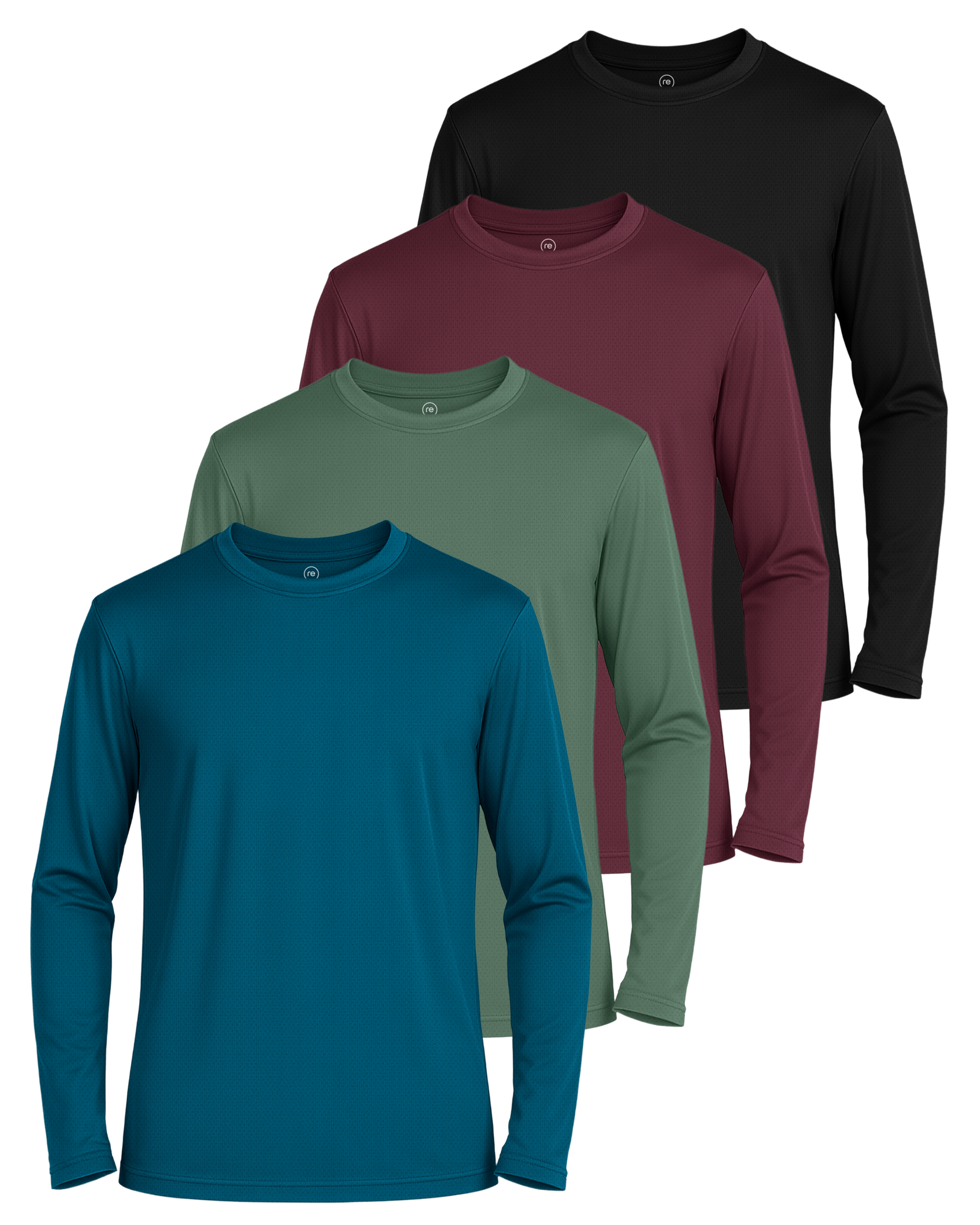 Real Essentials 4 Pack: Boys' Mesh Long Sleeve Athletic T-Shirt - Kids Teens Youth Active Tees Running Tops (Ages 4-18)