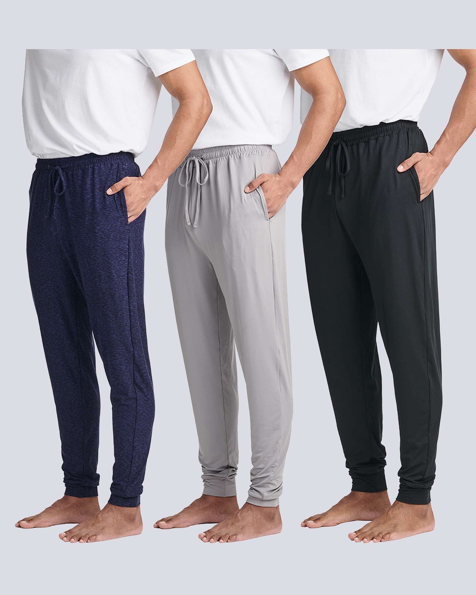3 Pack: Men's Soft Lounge Sleep Joggers