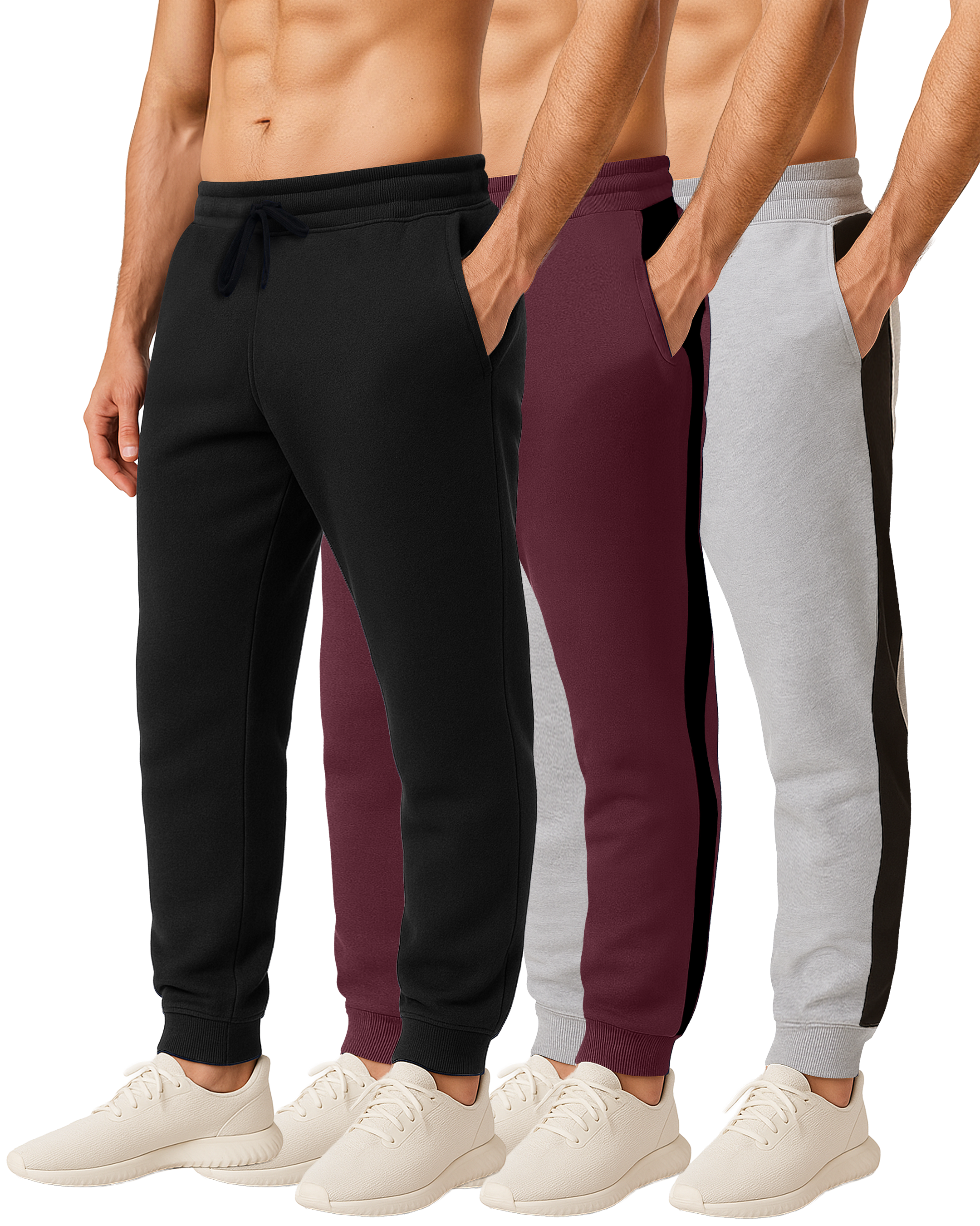 3 Pack: Mens Fleece Jogger Sweatpants