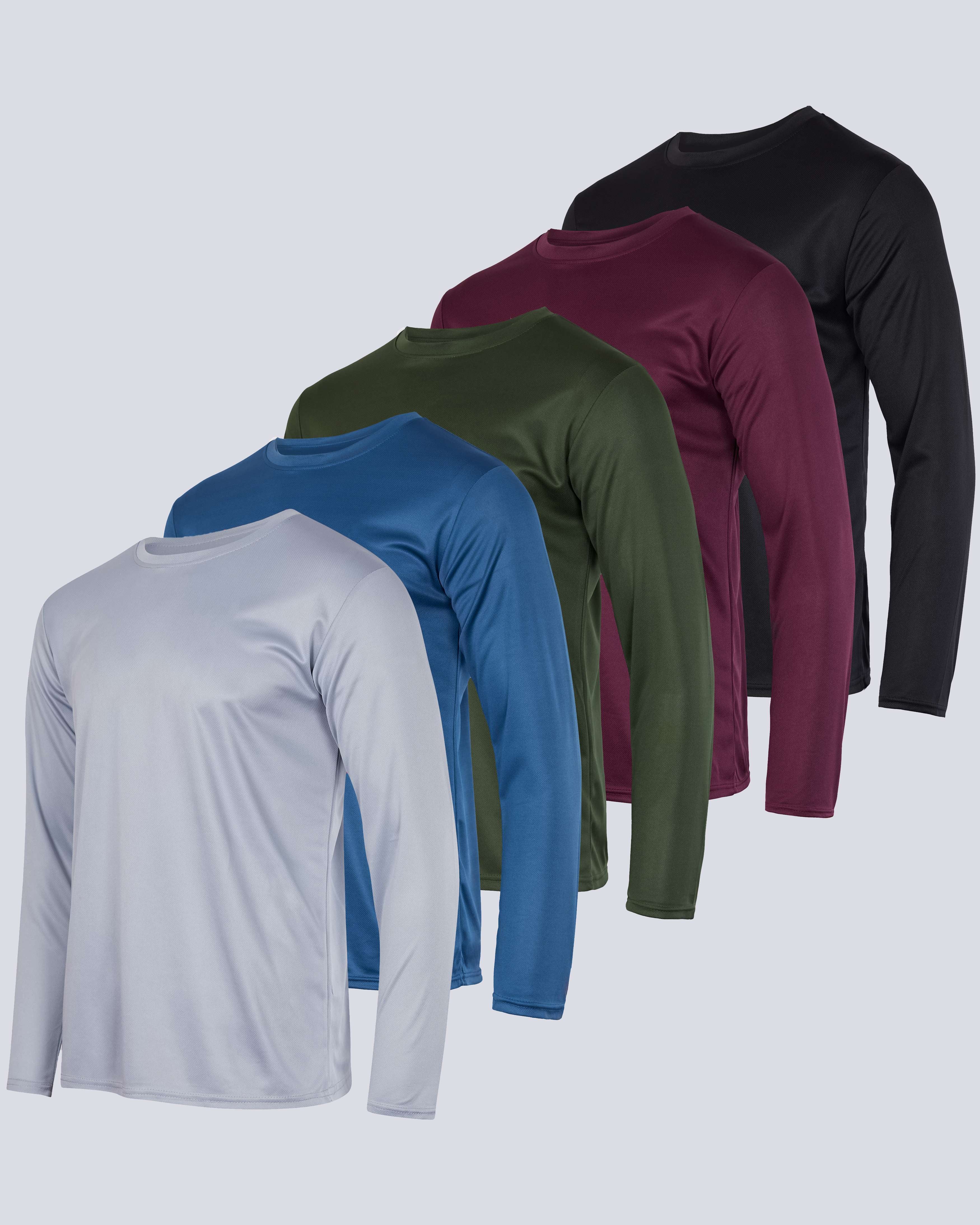 5 Pack Men s Mesh Quick Dry Athletic Long Sleeve T Shirt UPF SPF UV S Real Essentials