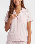 Real Essentials 2 Pack Women's Pajama Sets Lounge Set 2 Piece Button Up PJ Sleepwear Ladies - Festival Bloom Hearts, Magano Calcite Stripe