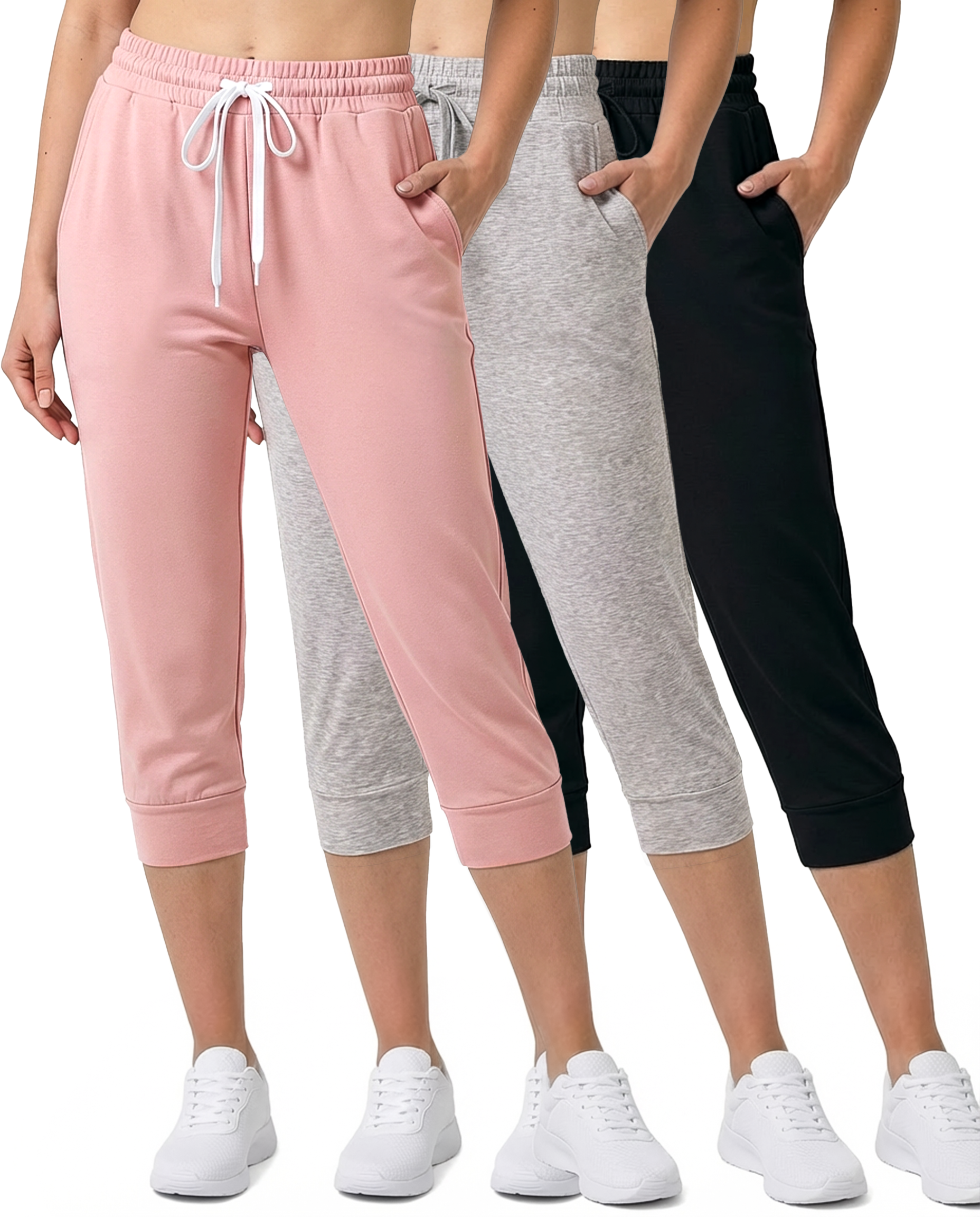 3 Pack: Women's Capri Joggers (Available in Plus Size)