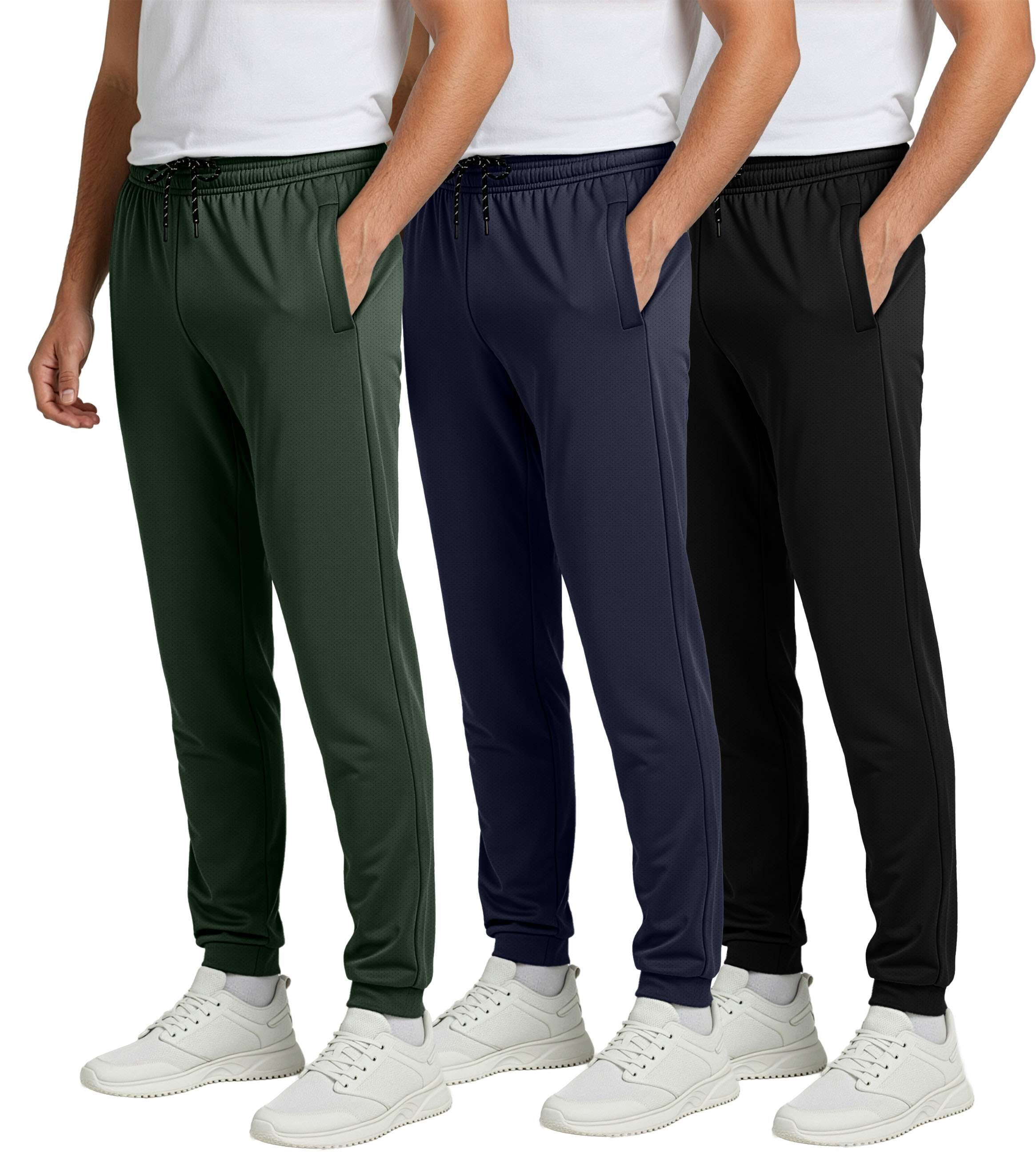 3 Pack: Mens Mesh Active Jogger Sweatpants