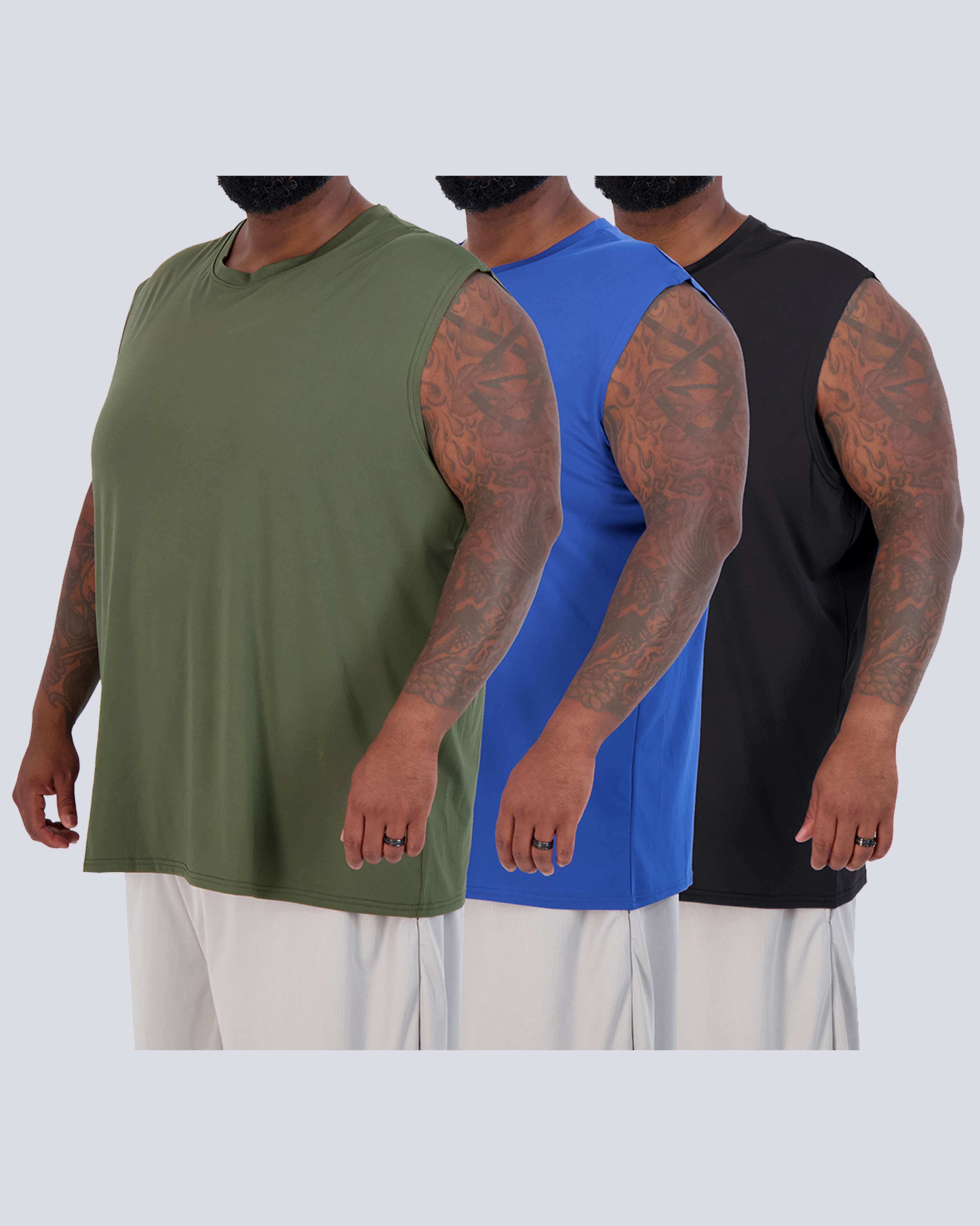 3 Pack: Mens Dry-Fit Active Tech Tank Top