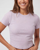 Real Essentials 3 Pack Women's Cropped Cotton Tshirts Ribbed Cap Sleeve Tees Going Out Tops - Solid Black, Solid Iceberg Green, Solid Orchid Petal