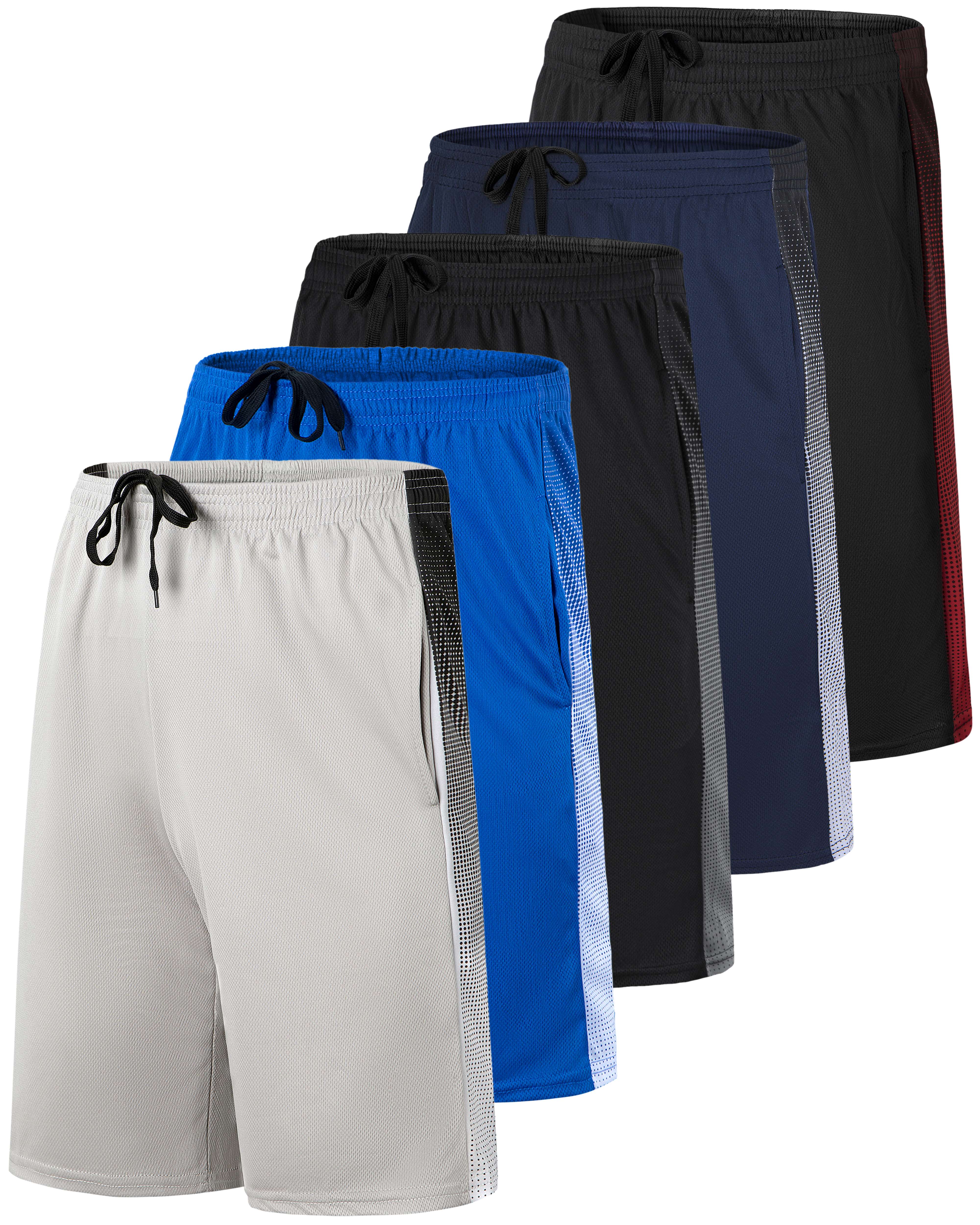 5 Pack: Men's Mesh Athletic Gym Shorts