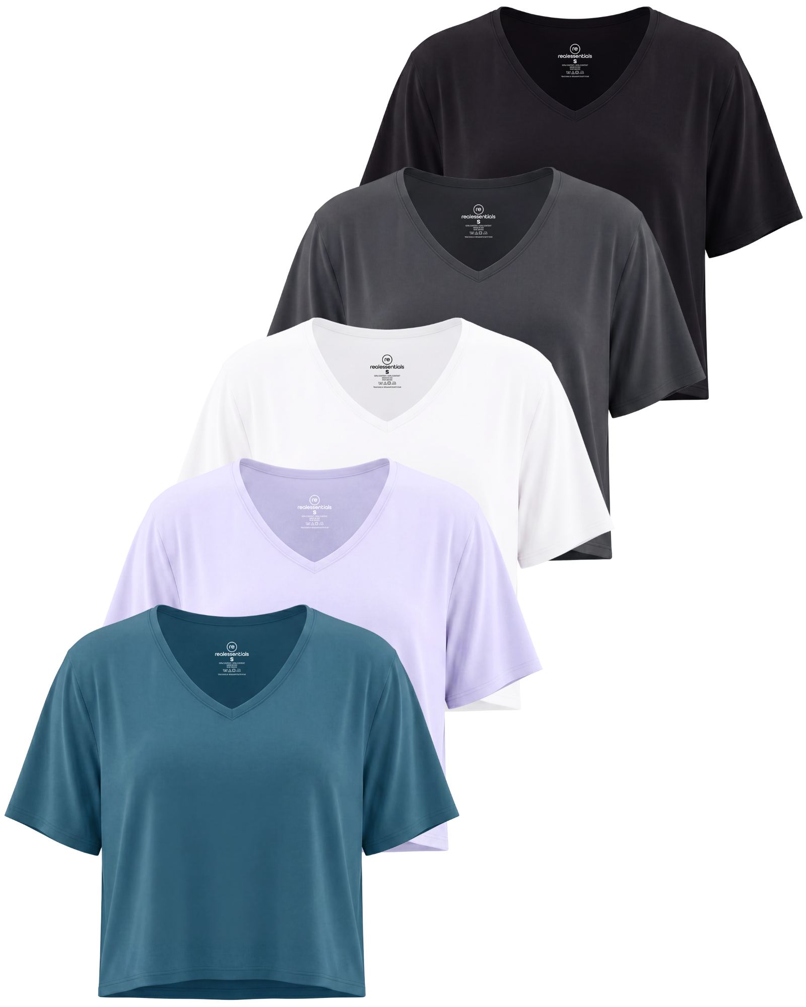 5 Pack: Women's Dry-Fit Short Sleeve V-Neck Crop Top