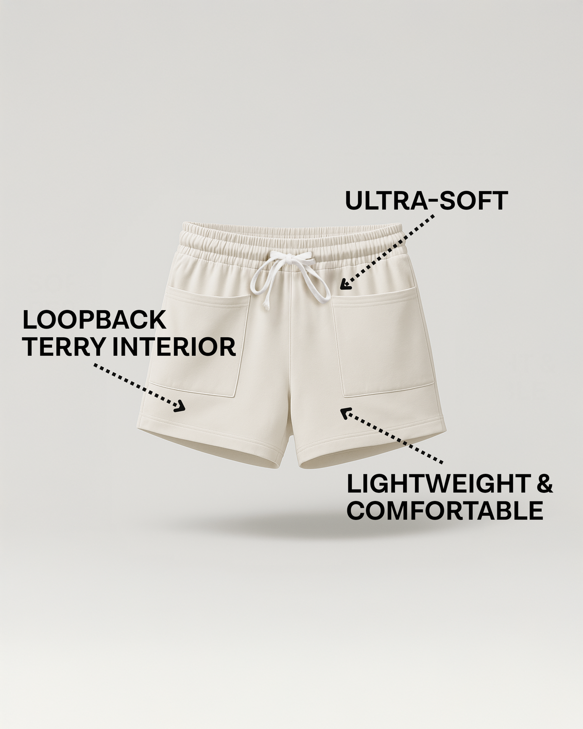 Real Essentials 3 Pack Women's French Terry Shorts Sweatshorts Lounge Gym Square Pockets - Set 7