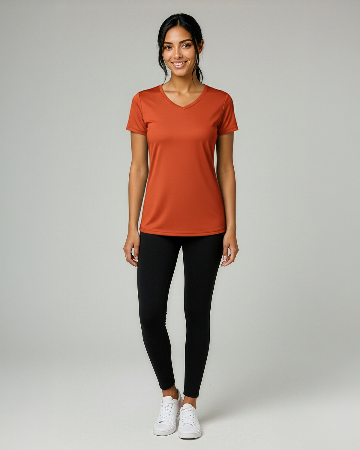 Real Essentials 5 Pack Womens Dry Fit V Neck Workout Tops Athletic T Shirts Gym Yoga Tees - Set 12