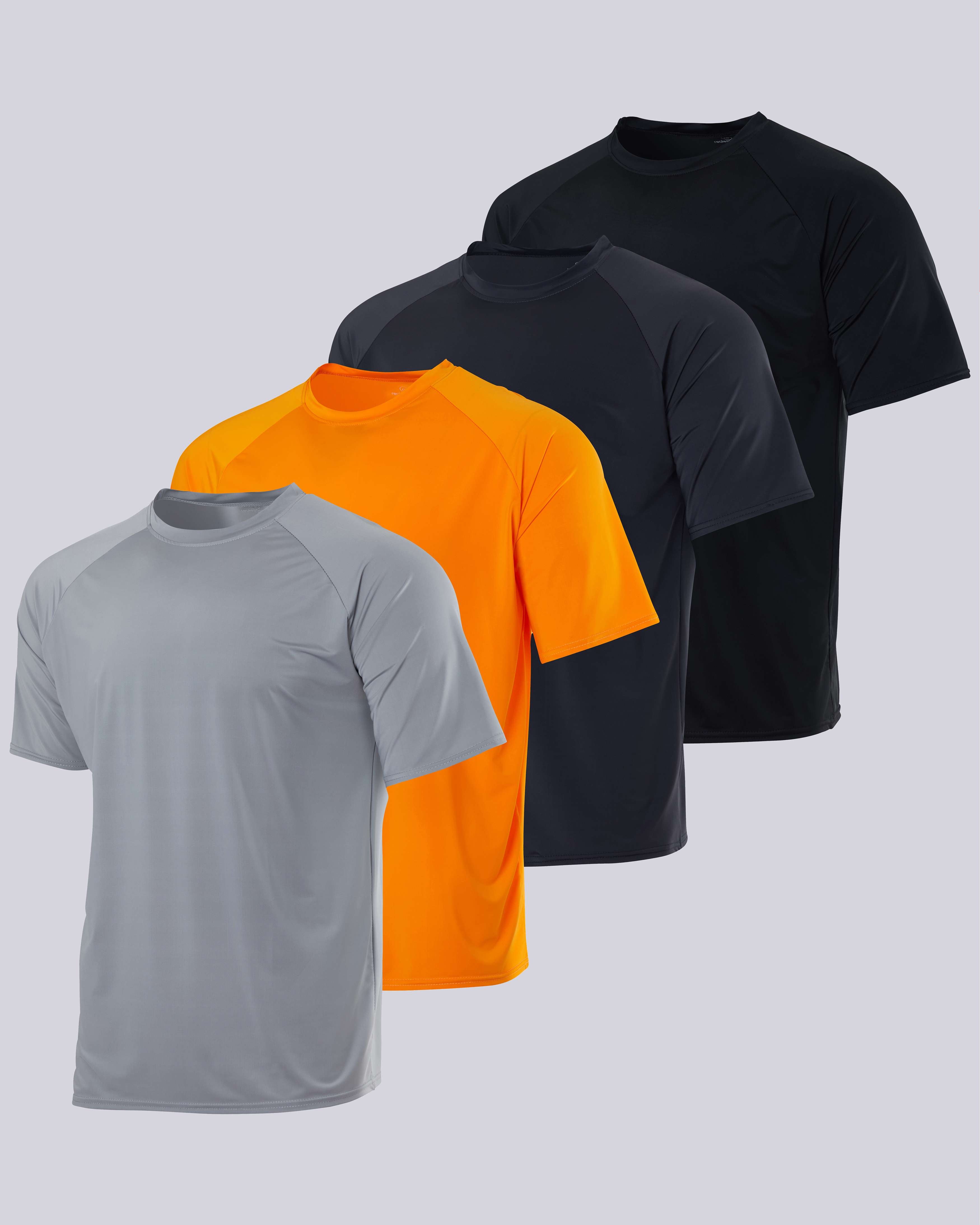 4 Pack: Men's Short Sleeve Rash Guard Shirt (Available In Big & Tall)