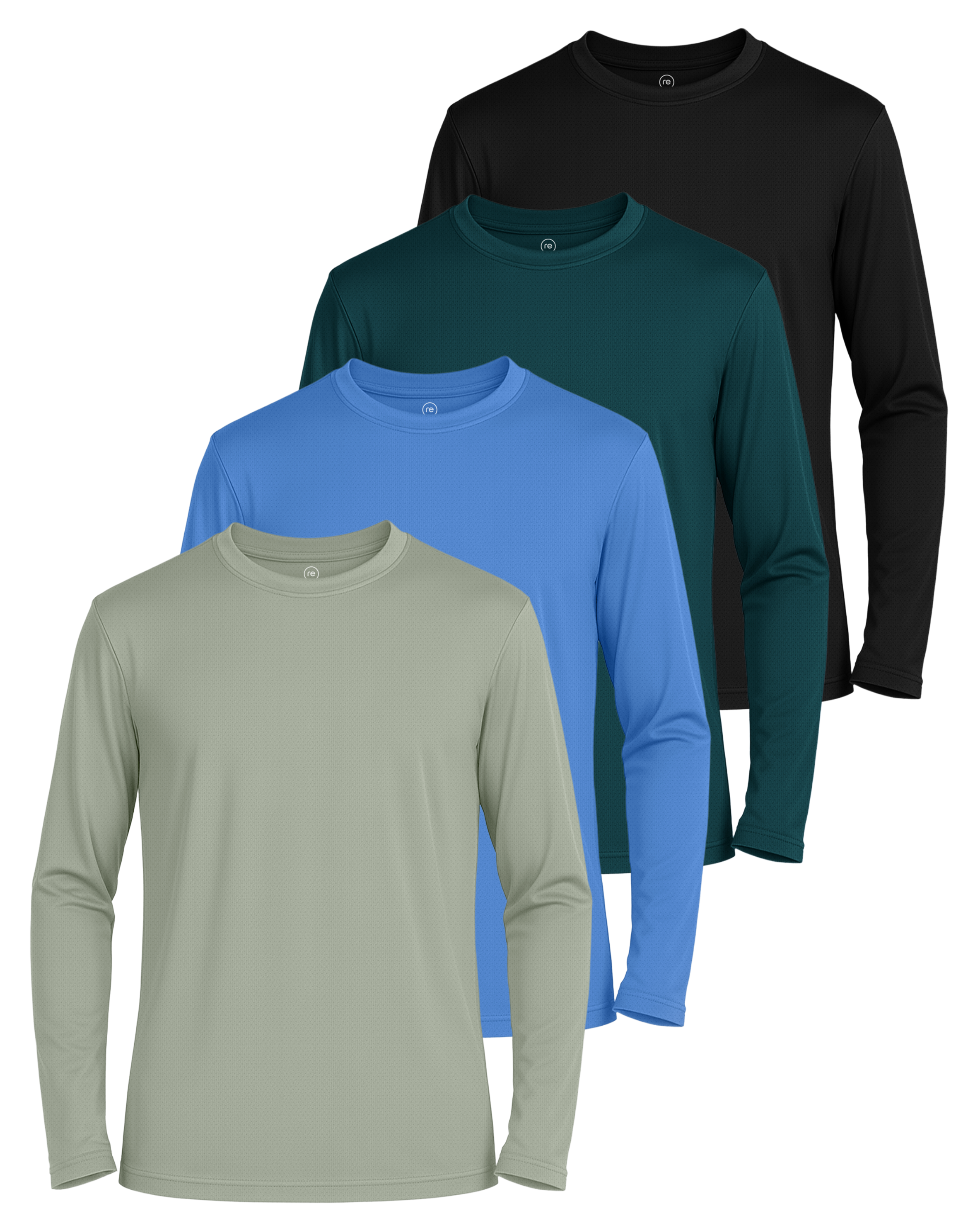 Real Essentials 4 Pack: Boys' Mesh Long Sleeve Athletic T-Shirt - Kids Teens Youth Active Tees Running Tops (Ages 4-18)