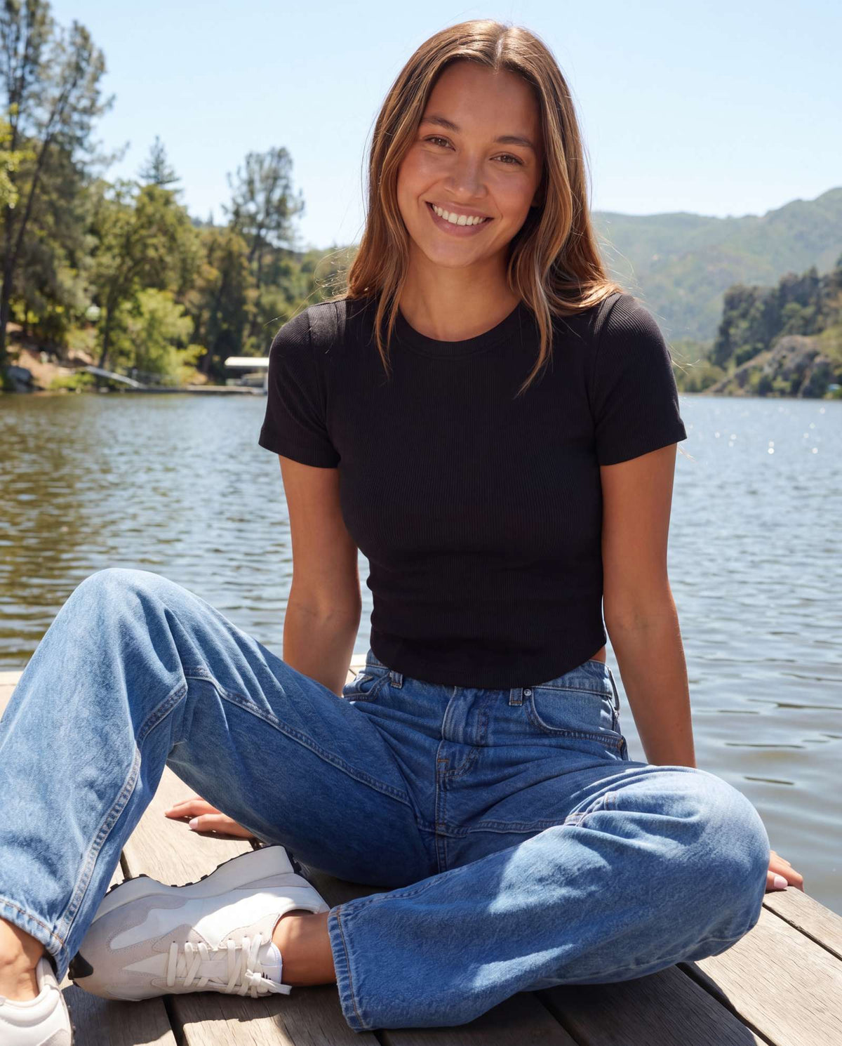 Real Essentials 3 Pack Women's Cropped Cotton Tshirts Ribbed Cap Sleeve Tees Going Out Tops - Solid Black, Solid Chocolate Torte, Solid Moonbeam