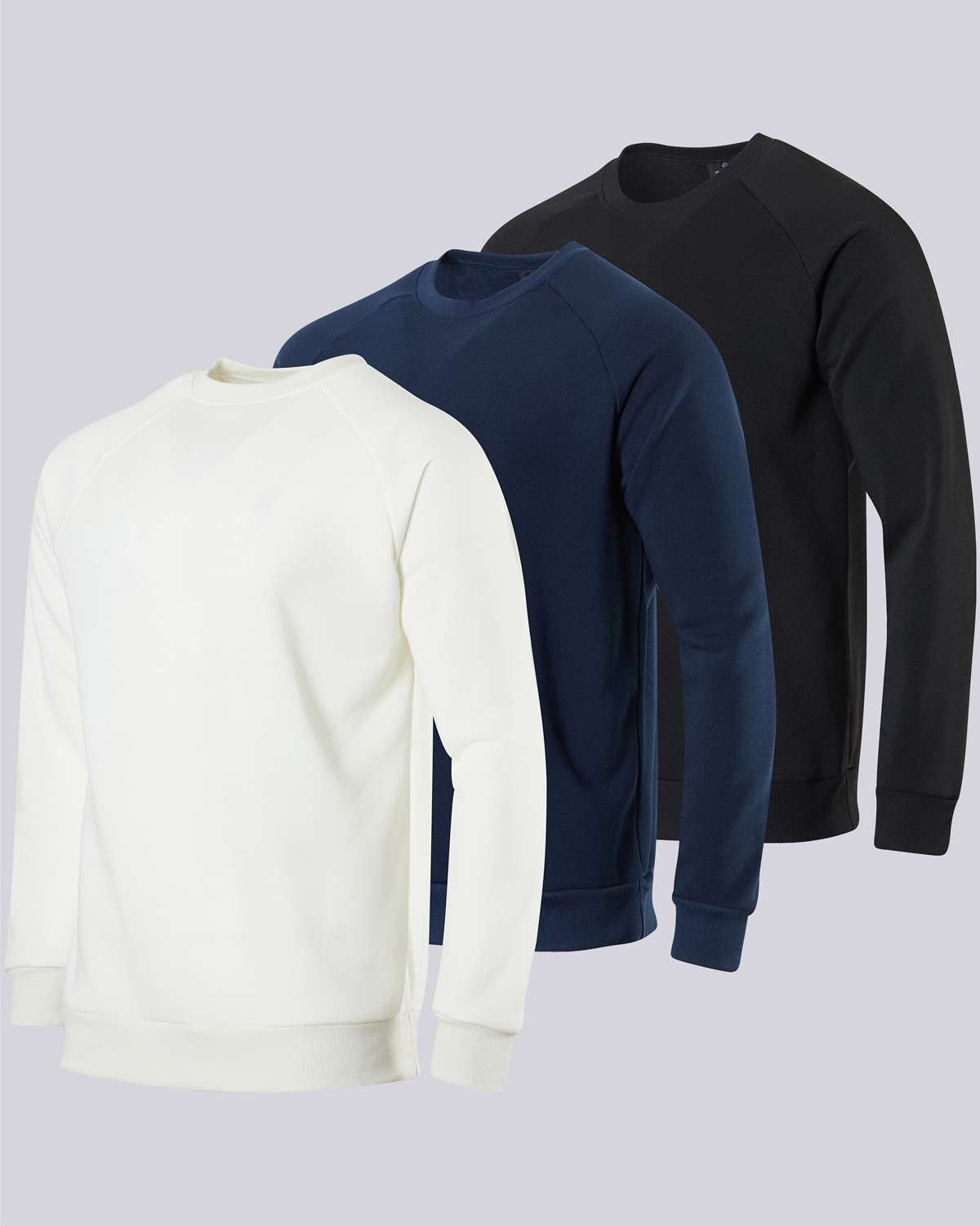 3 Pack: Mens Fleece Crewneck Pullover Sweatshirt