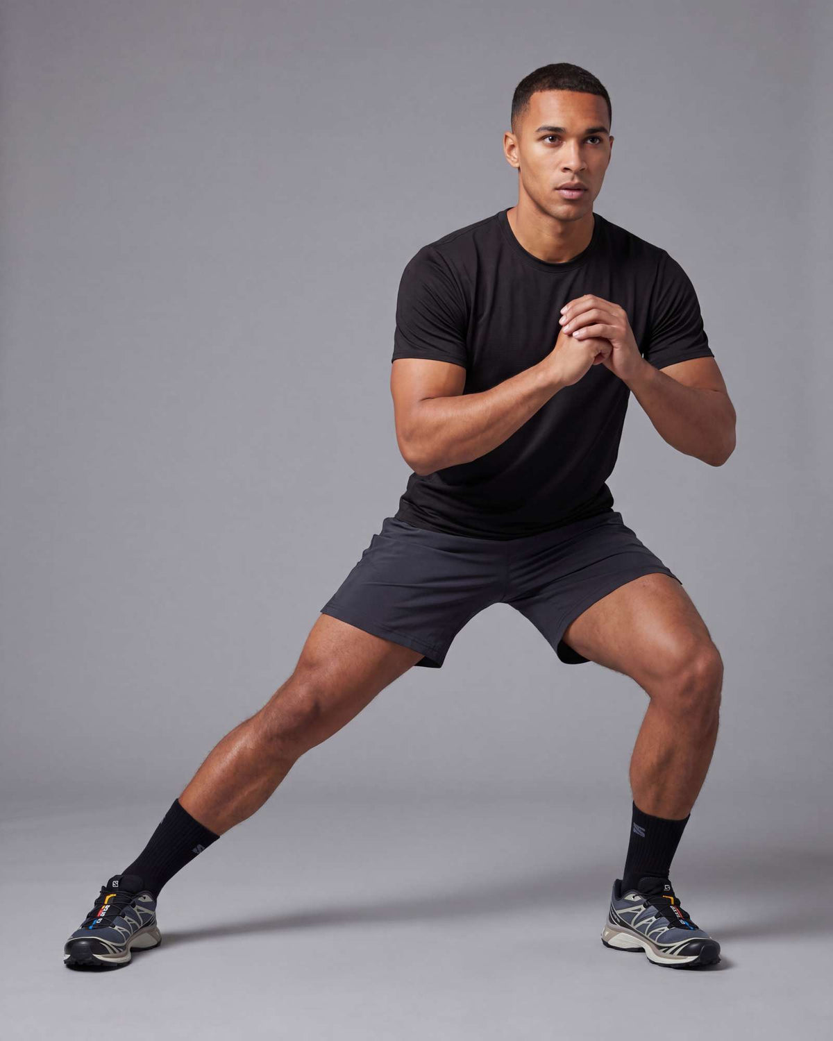 Real Essentials 5 Pack Men's Dry Fit Short Sleeve Crew T Shirts Gym Tees Athletic Workout - Solid Black, Solid Black, Solid Black, Solid Black, Solid Black