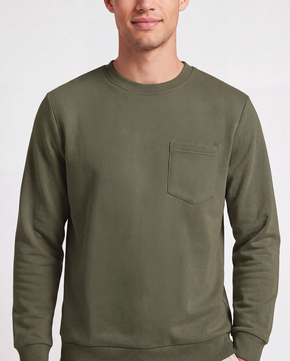 Real Essentials 3 Pack Mens Fleece Pocket Sweatshirt Pullover Long Sleeve Shirts Sweater - Solid Black, Solid Chocolate Torte, Solid Olive Night