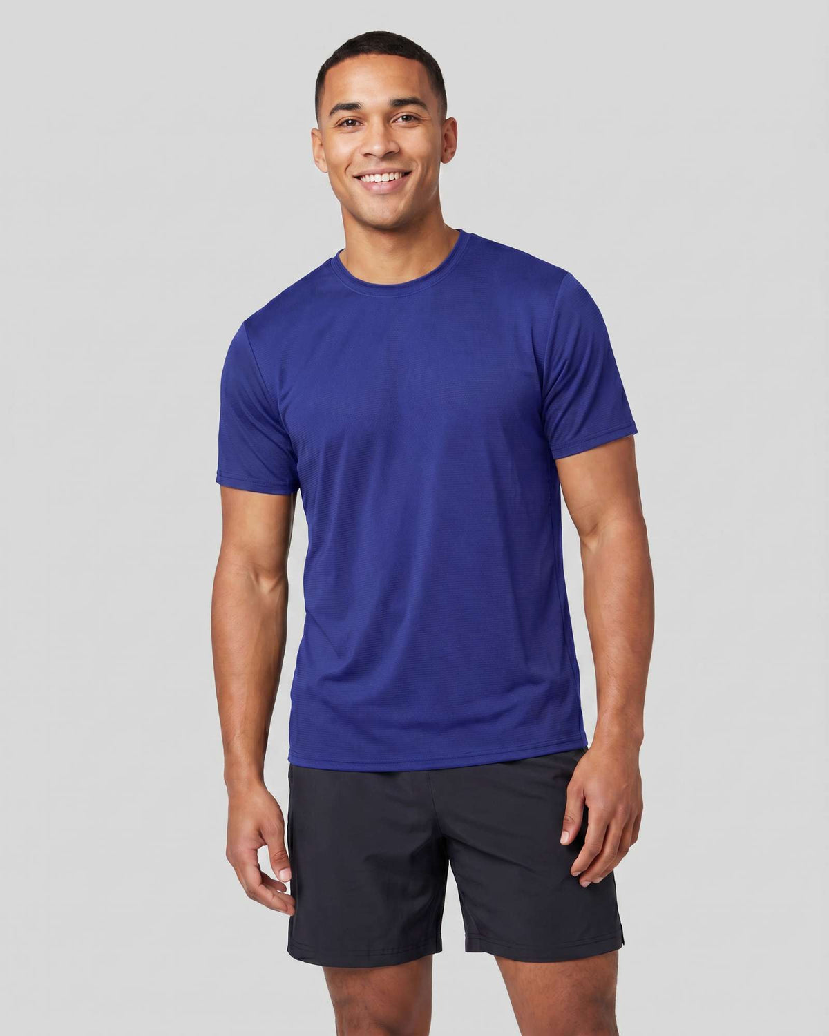 Real Essentials 5 Pack Men's Dry Fit Short Sleeve Crew T Shirts Gym Tees Athletic Workout - Solid Black, Solid Bright White, Navy Blazer, Royal Blue, Solid Ultimate Grey