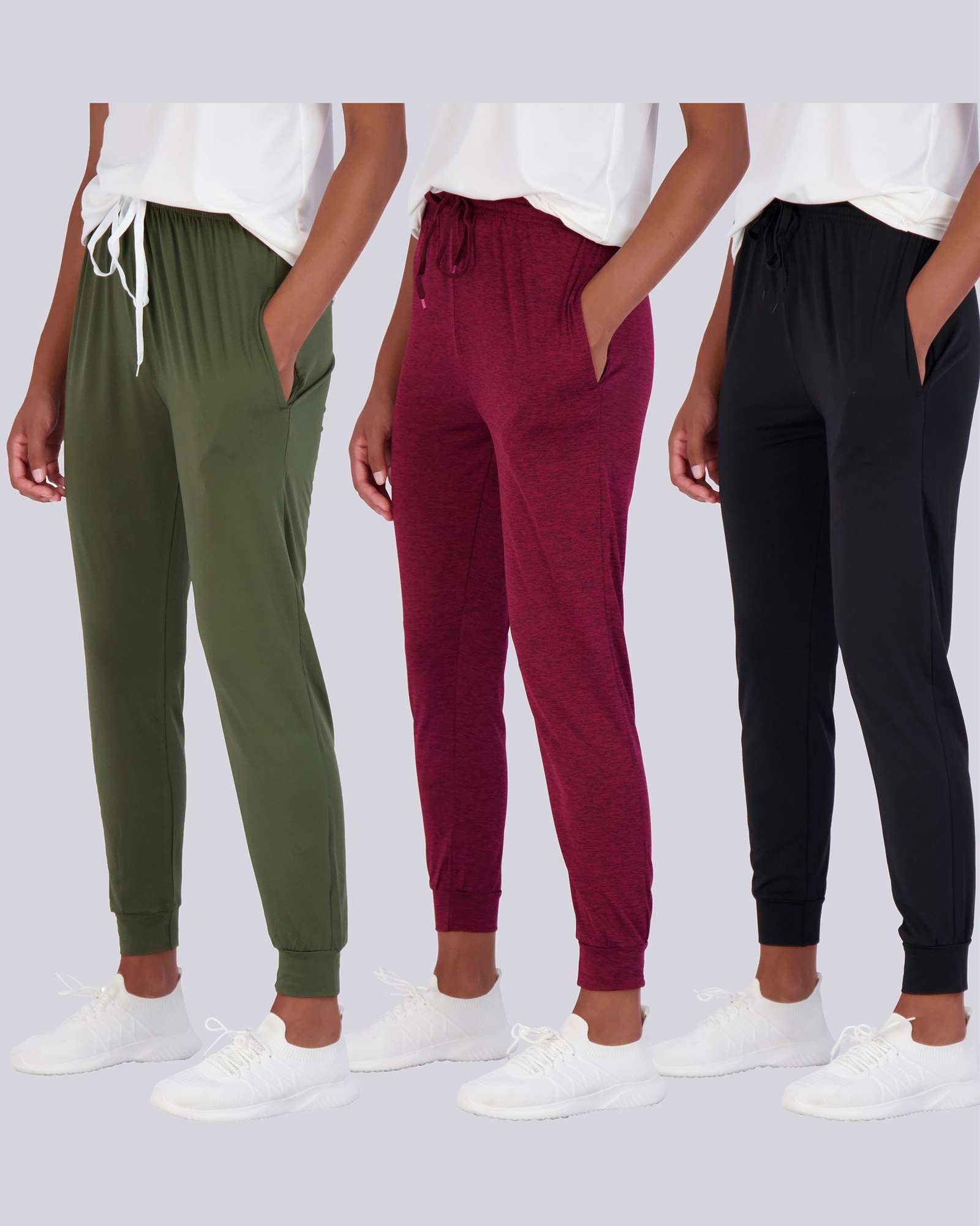 3 Pack: Womens Dry-Fit Active Joggers