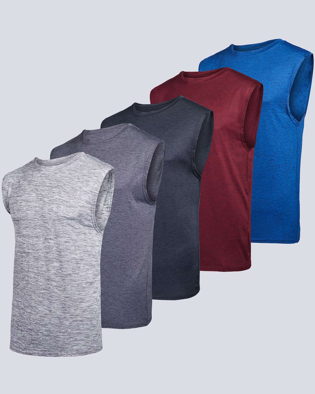 5 Pack: Mens Dry-Fit Active Tech Tank Top