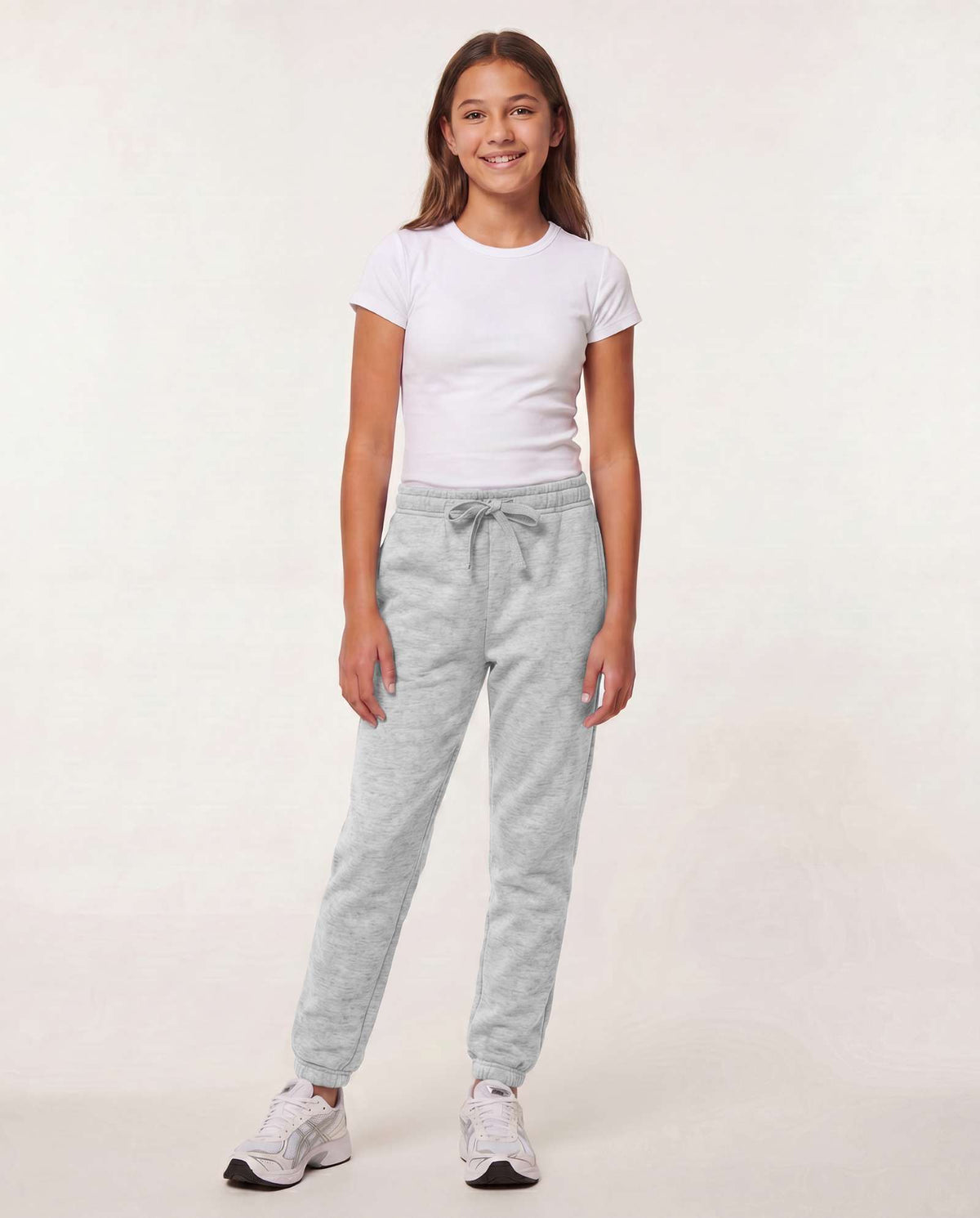 Real Essentials 3 Pack Girls' Cotton Fleece Joggers Sweatpants Kids Teens Pants Sweats - Solid Black, Charcoal Heather, Grey Heather