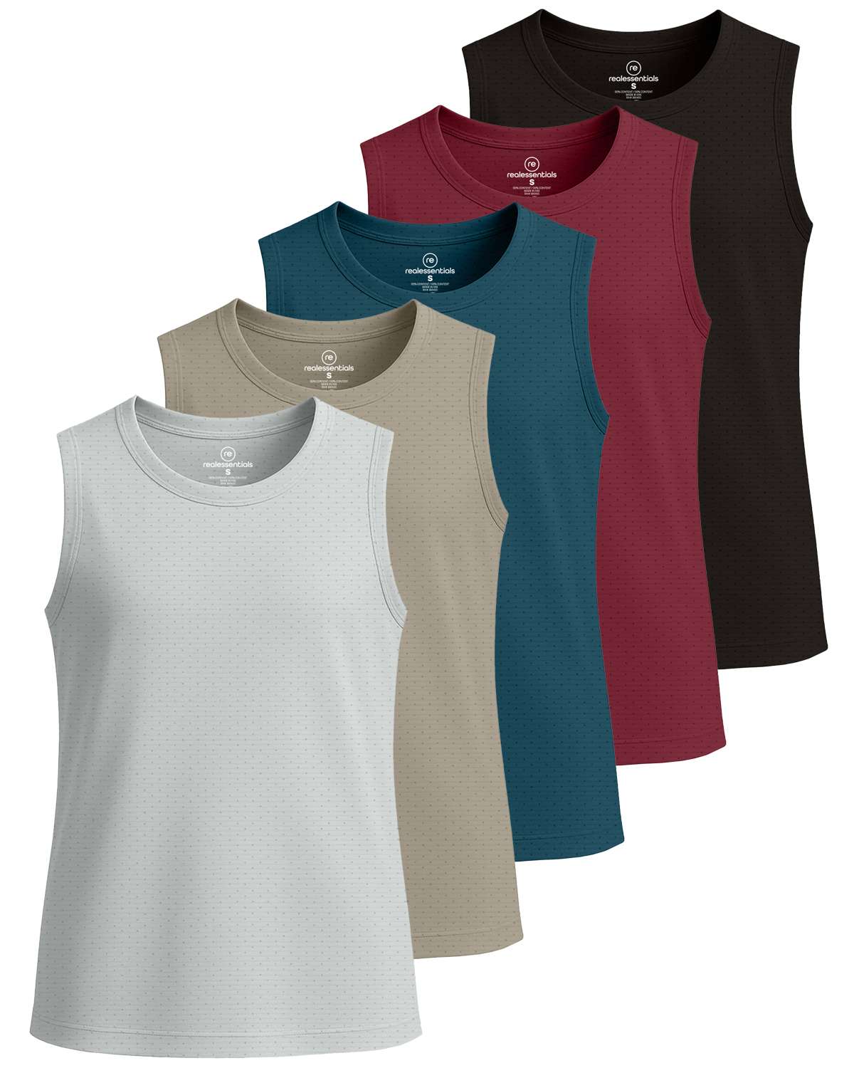 Real Essentials 5 Pack: Girls Breeze Tech Tank Tops – Moisture-Wicking Sports, Dance & Athletic Workout Sleeveless Shirts