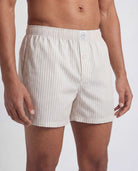 Real Essentials 3 Pack Mens Cotton Pajama Shorts Poplin Woven Lounge Sleep PJs with Pockets - Solid Black, Pale Lilac Stripe, Moonbeam Stripe