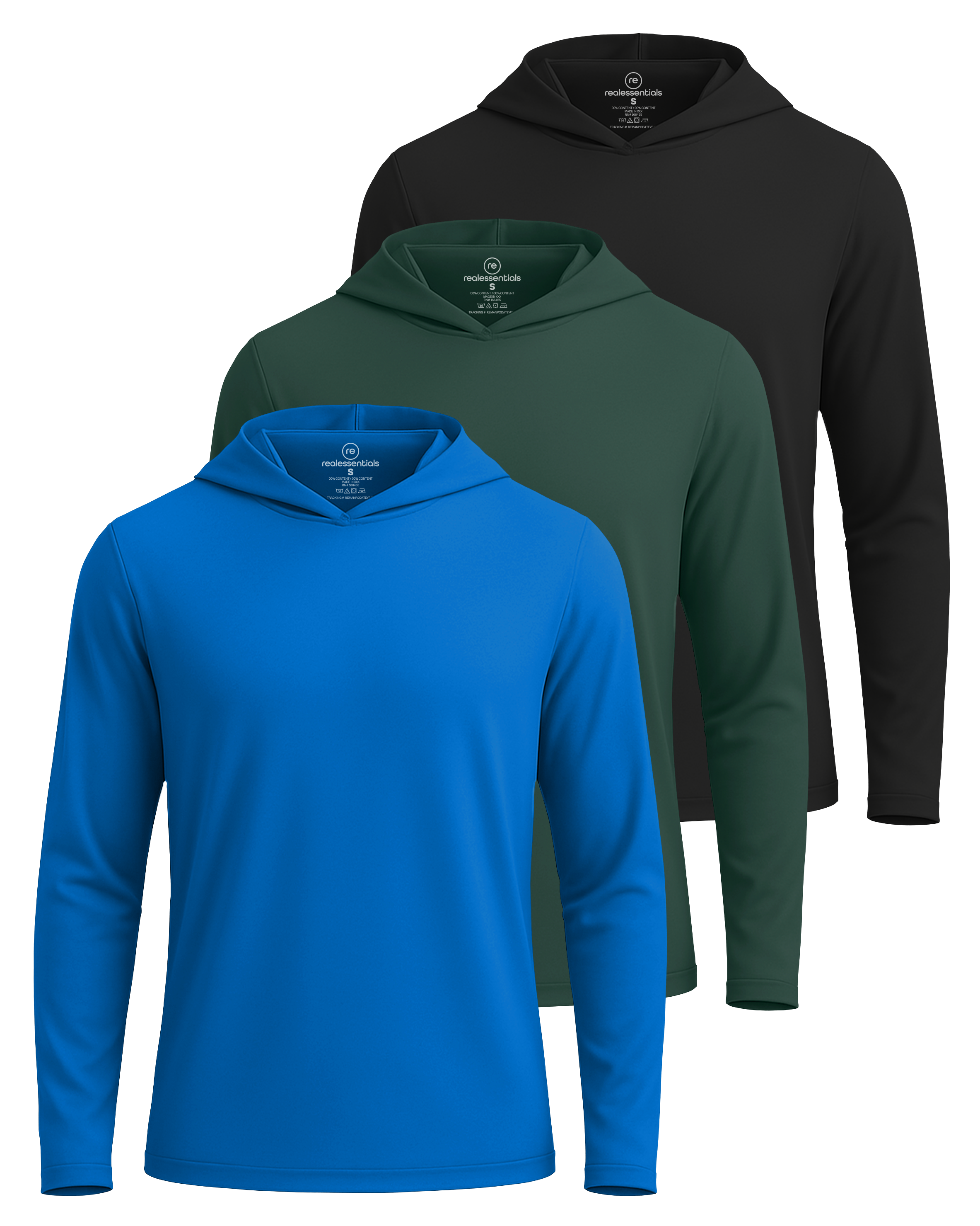 3 Pack: Mens Dry Fit Active Hoodie Pullover Sweatshirt