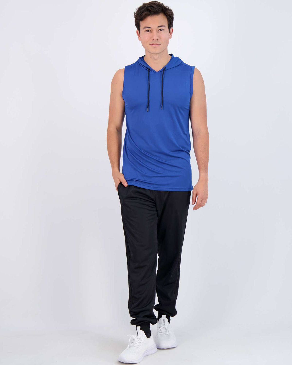 Real Essentials 3 Pack Men's Dry Fit Tank Top Hoodie Sleeveless Workout Gym Muscle Shirts - Set 4