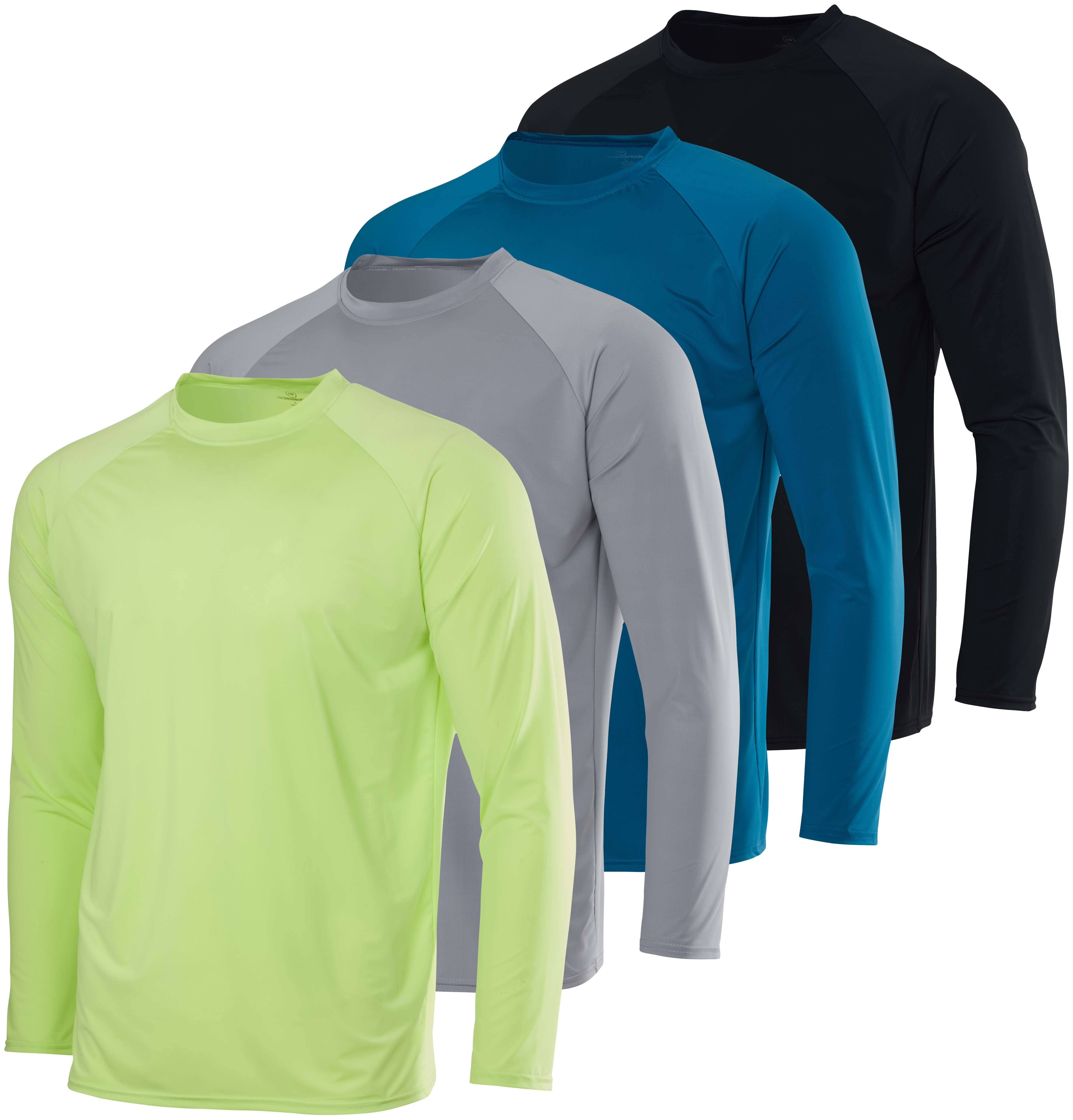 Real Essentials 4 Pack: Boys' Rash Guard Long Sleeve Swim Shirt UV Sun Protection Fishing & Swimwear Tops for Kids
