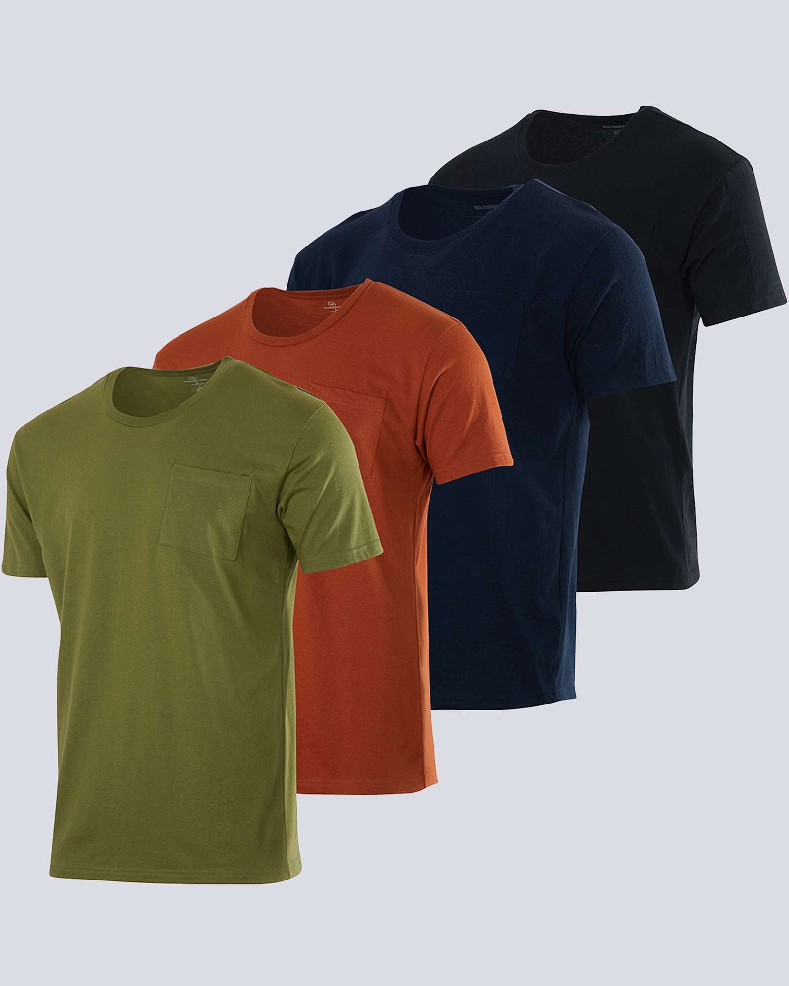 4 Pack: Mens Cotton Short Sleeve Crew Neck Pocket T-Shirt