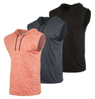 Real Essentials 3 Pack Men's Dry Fit Tank Top Hoodie Sleeveless Workout Gym Muscle Shirts - Set 9