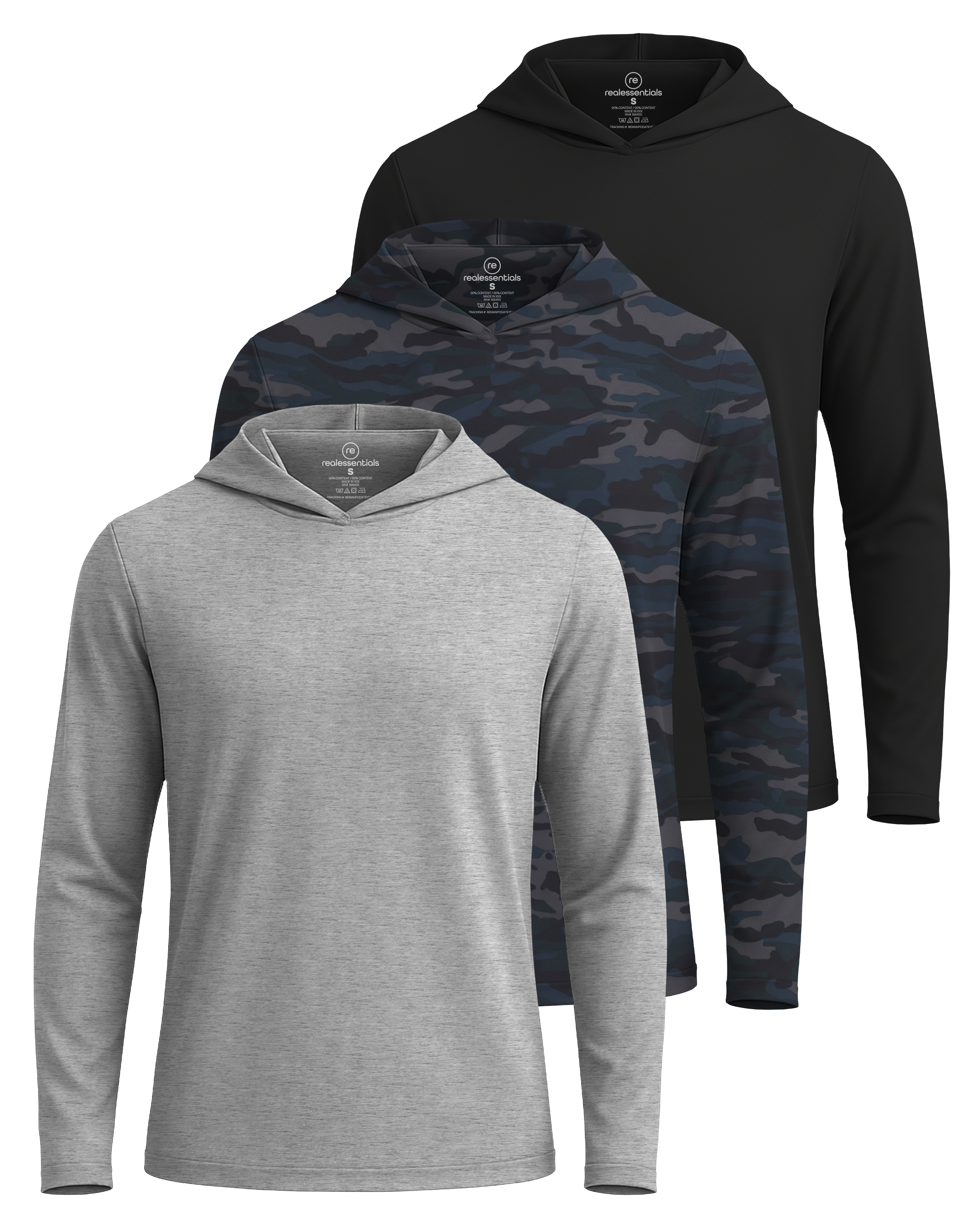 3 Pack: Mens Dry Fit Active Hoodie Pullover Sweatshirt