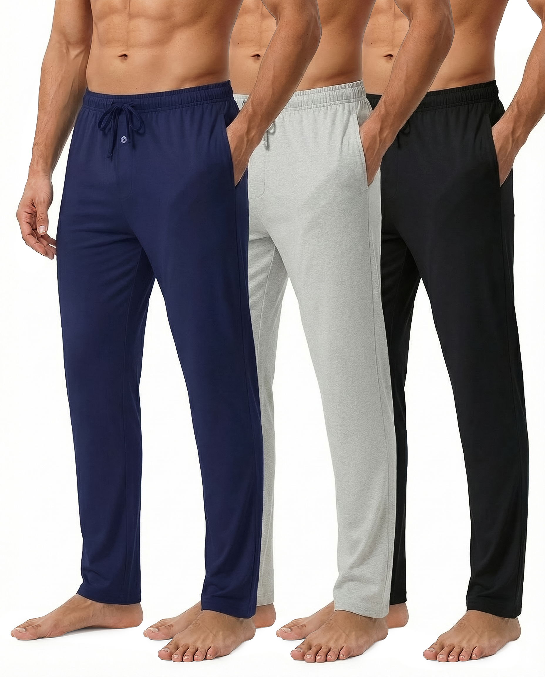 3 Pack: Mens Cotton Pajama Lounge Pants
