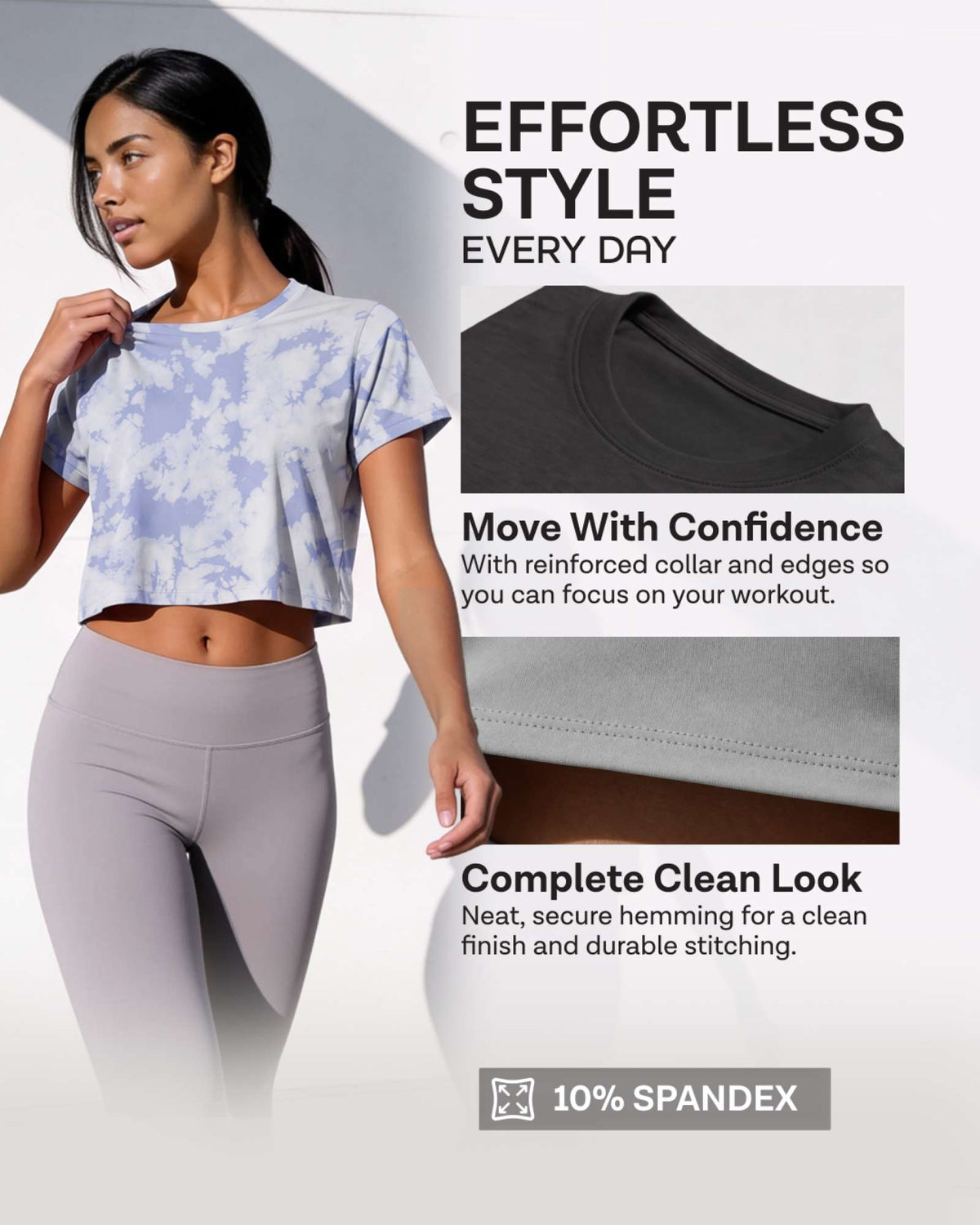 Real Essentials 5 Pack Women's Dry Fit Crop Top Workout T Shirts Short Sleeve Athletic Gym - Set 6
