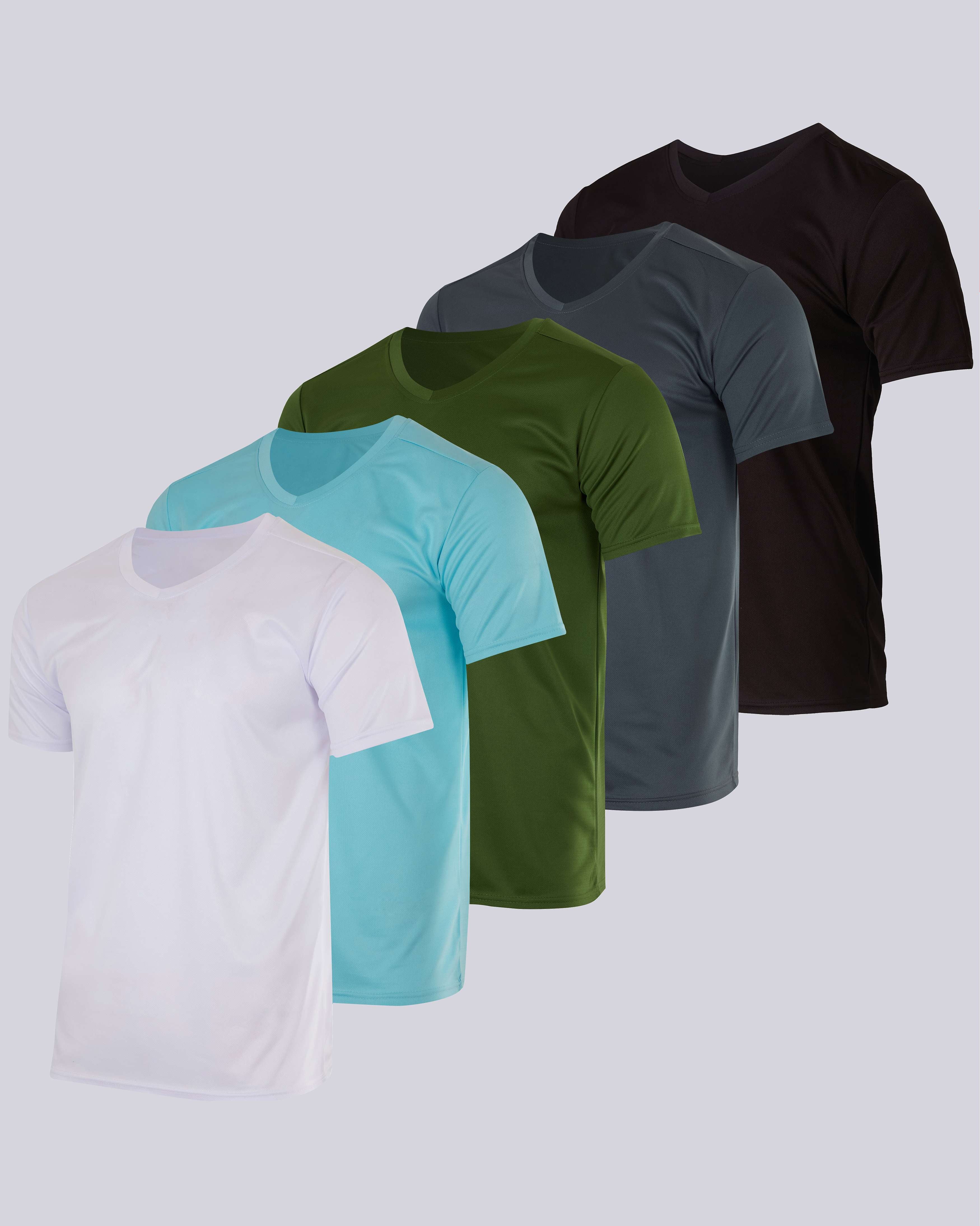 5 Pack: Mens V-Neck Mesh Active Short Sleeve T-Shirt (Available in Big & Tall)