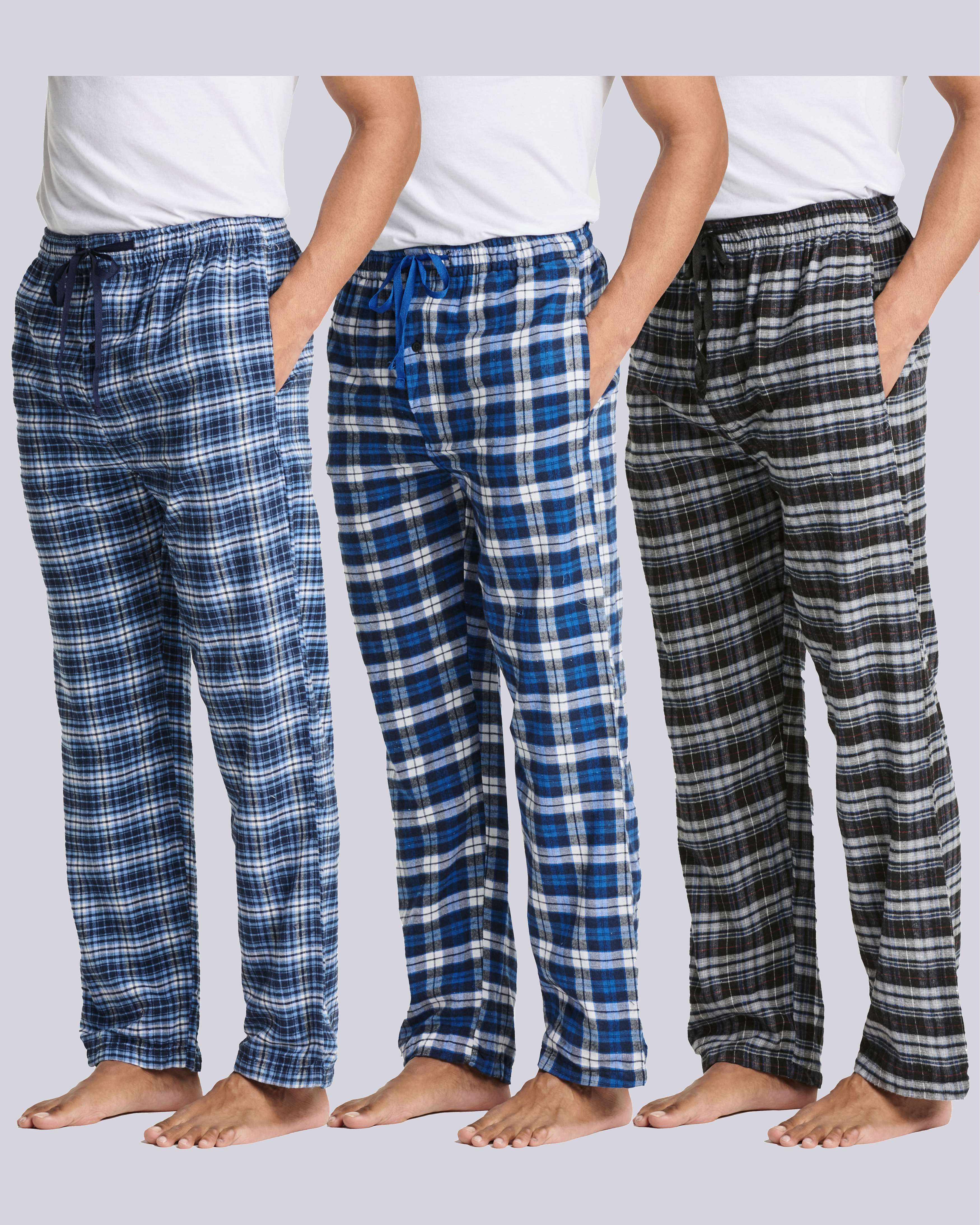 Mens Summer Pajama Pants Cotton Woven Plaid Lounge Sleepwear