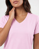 Real Essentials 5 Pack Women's V Neck Tshirts Short Sleeve Dry Fit Workout Tops Tees Shirts - Solid Black, Solid Bright White, Solid Ultimate Grey, Navy Blazer, Solid Festival Bloom