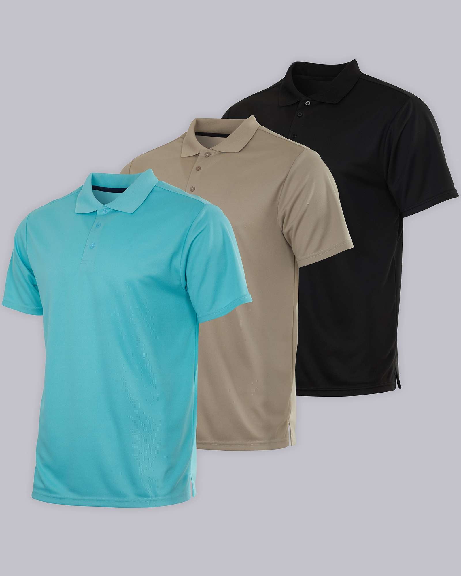 3 Pack: Mens Quick-Dry Short Sleeve Performance Polo Shirt