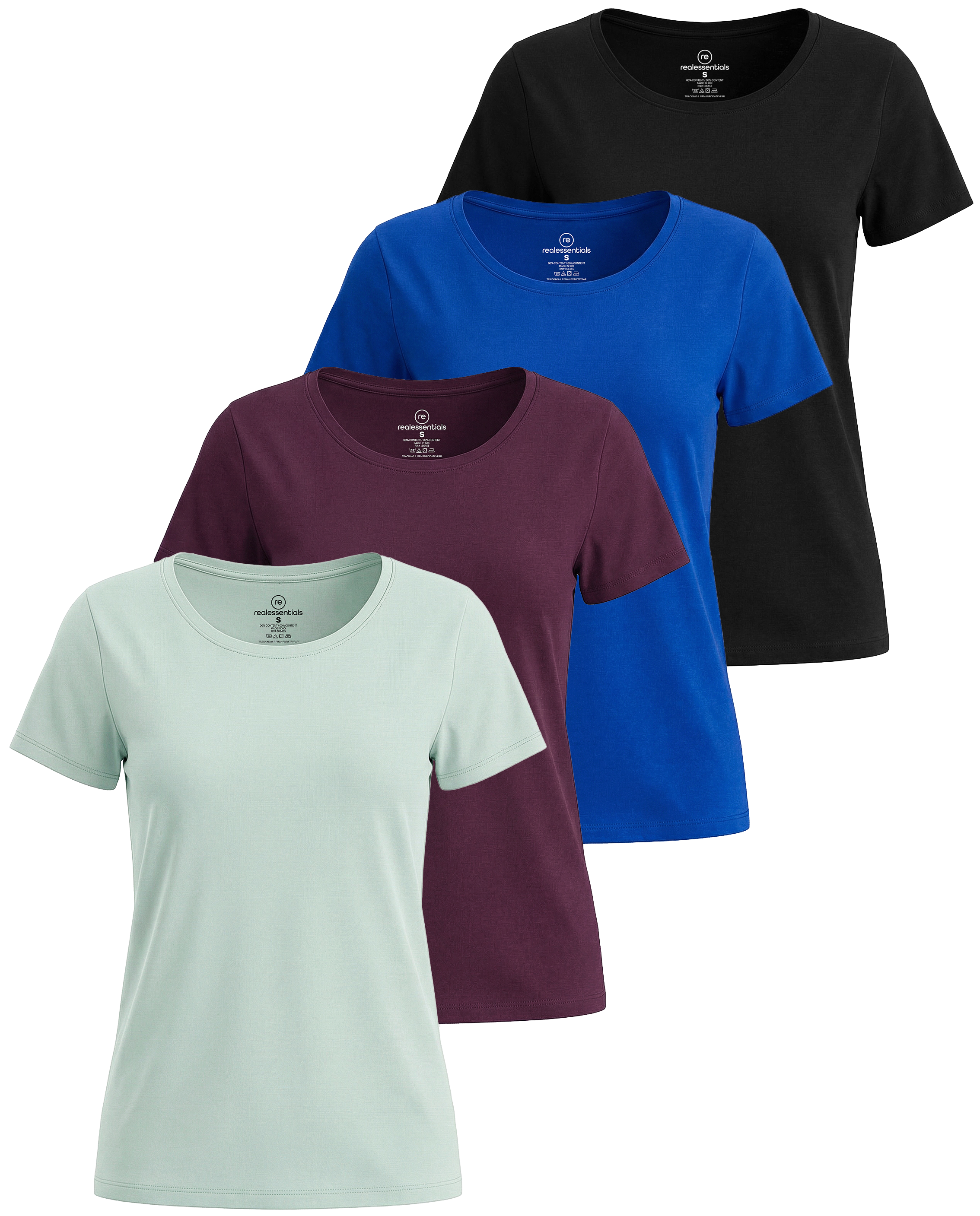 4 Pack: Women's Classic-Fit Cotton Short-Sleeve Scoop Crew Neck T-Shirt (Available in Plus Size)