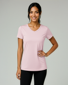 Real Essentials 5 Pack Womens Dry Fit V Neck Workout Tops Athletic T Shirts Gym Yoga Tees - Set 6