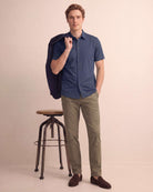 Real Essentials 3 Pack Men's Cotton Short Sleeve Button Down Casual Work Shirt Button Up - Solid Vintage Indigo