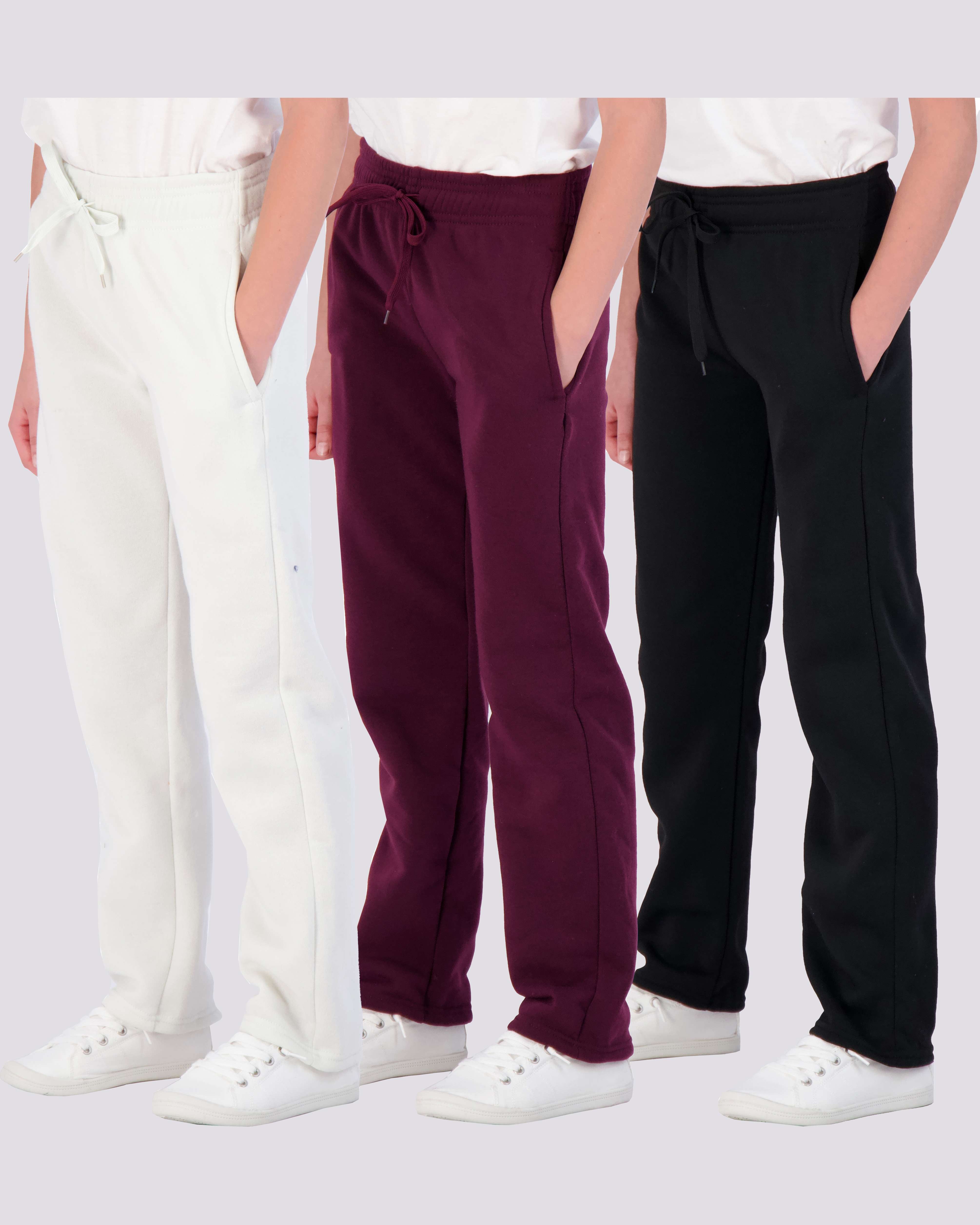 3 Pack: Girls Fleece Open Bottom Sweatpants