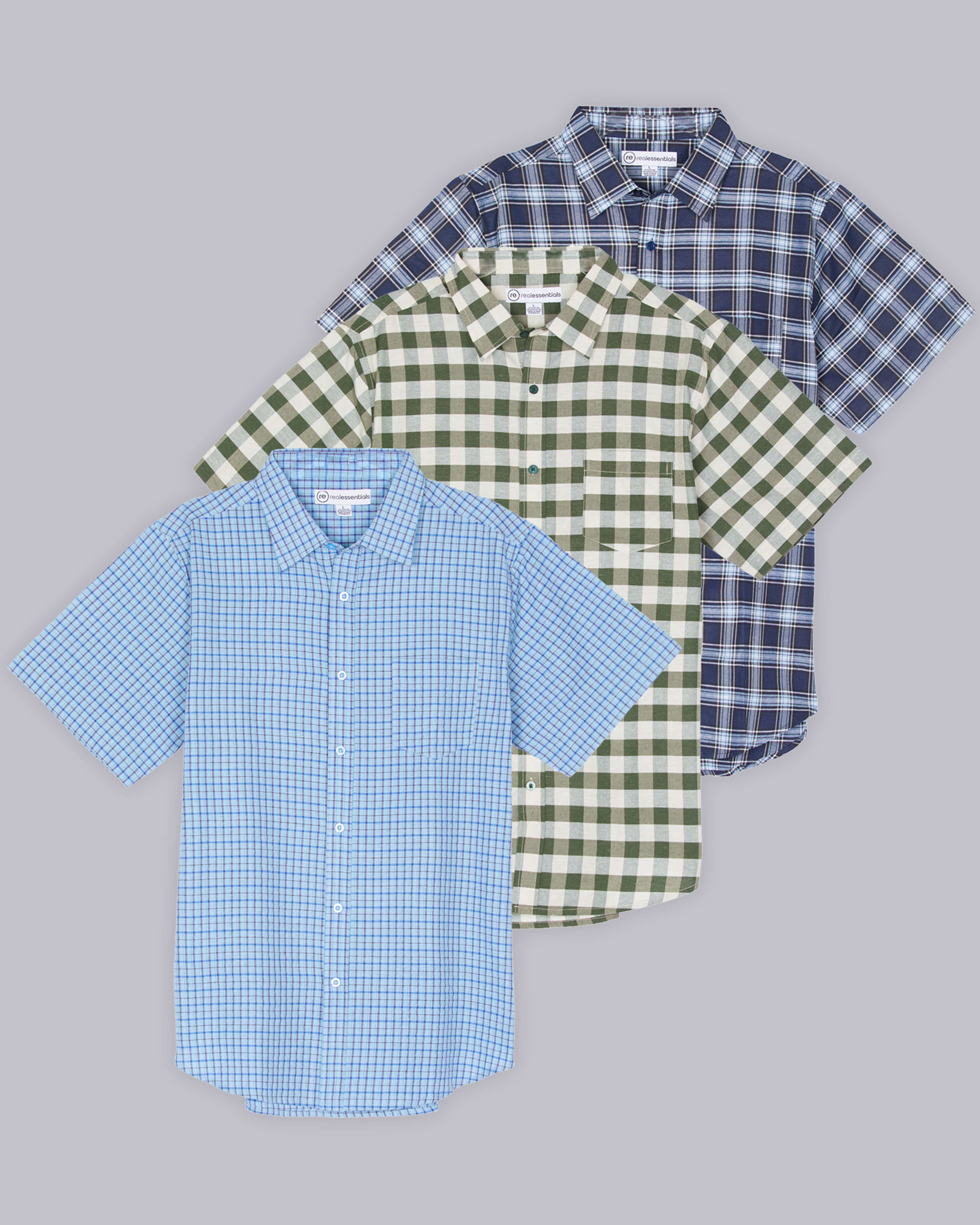 3 Pack: Men's Regular-Fit Short Sleeve Woven Shirt