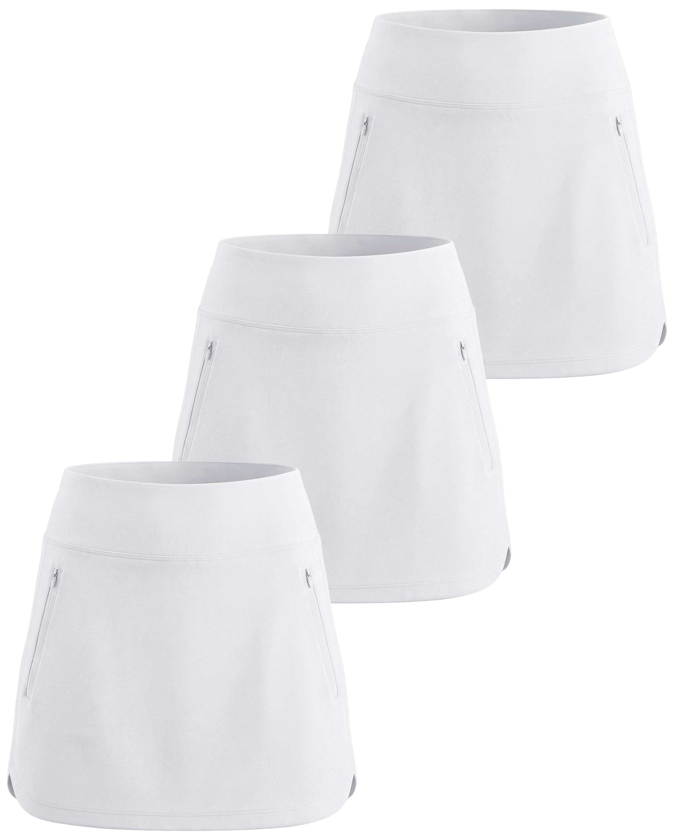 Real Essentials 3 Pack: Women's 16" Curved Hem Golf Skort with Zip Pockets - Ladies Athletic Tennis Pickleball Workout Skirts