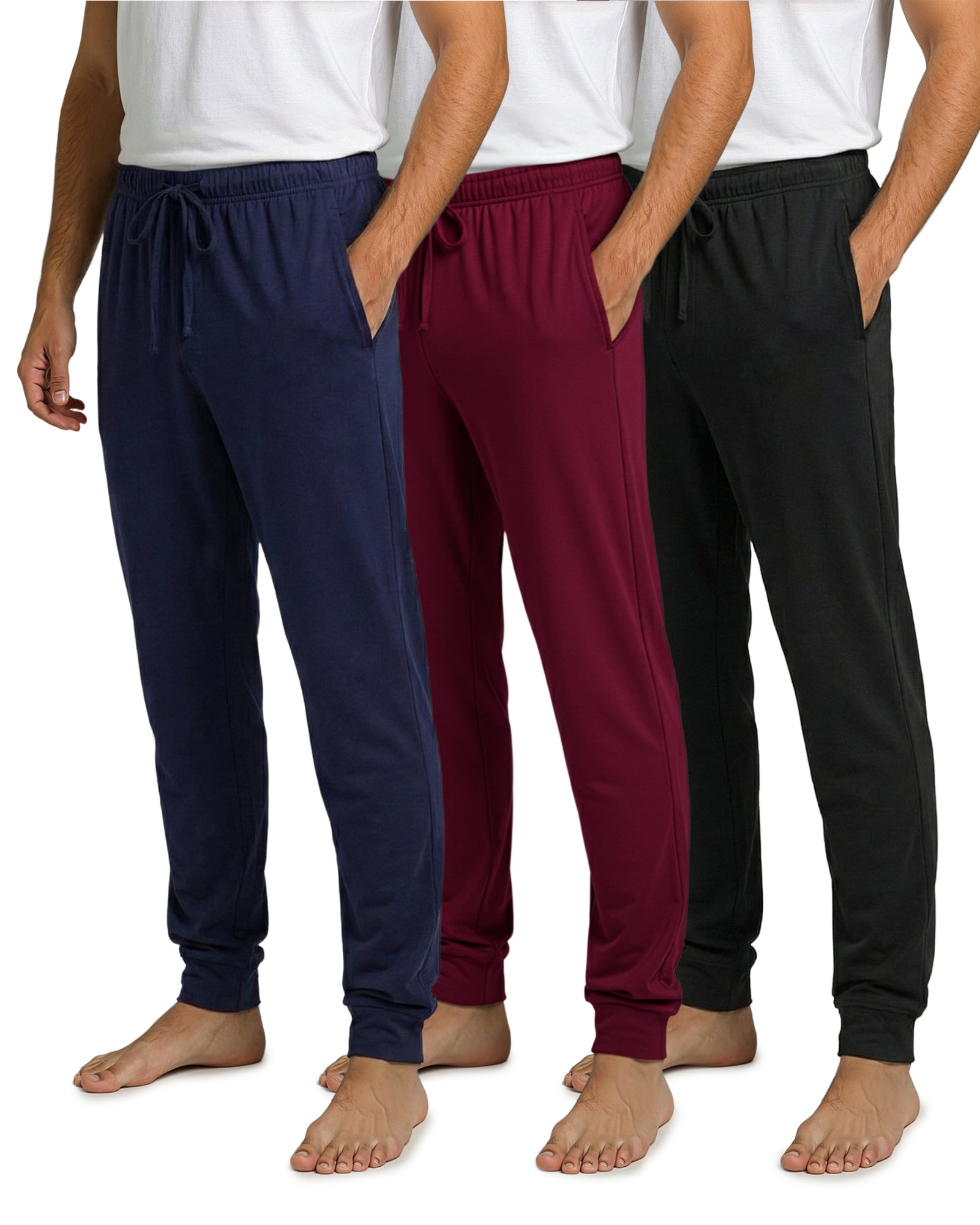3 Pack: Mens Cotton Sleep Lounge Joggers
