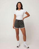 Real Essentials 4 Pack Women's Fleece Dolphin Shorts Lounge Sweatshorts Comfy Sleep Pajama - Solid Black, Solid Navy Blazer, Charcoal Heather