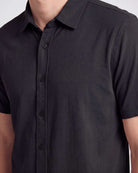 Real Essentials 3 Pack Men's Cotton Short Sleeve Button Down Casual Work Shirt Button Up - Solid Black, Solid Black, Solid Black