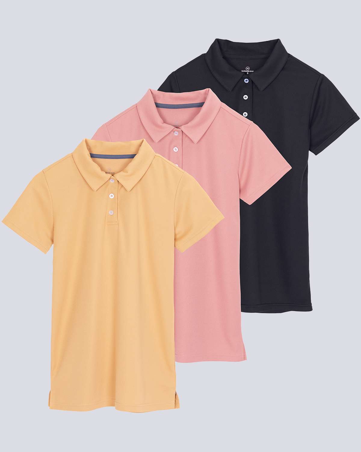 3 Pack: Womens Short Sleeve Dry-Fit Performance Polo Shirt (Available In Plus Size)