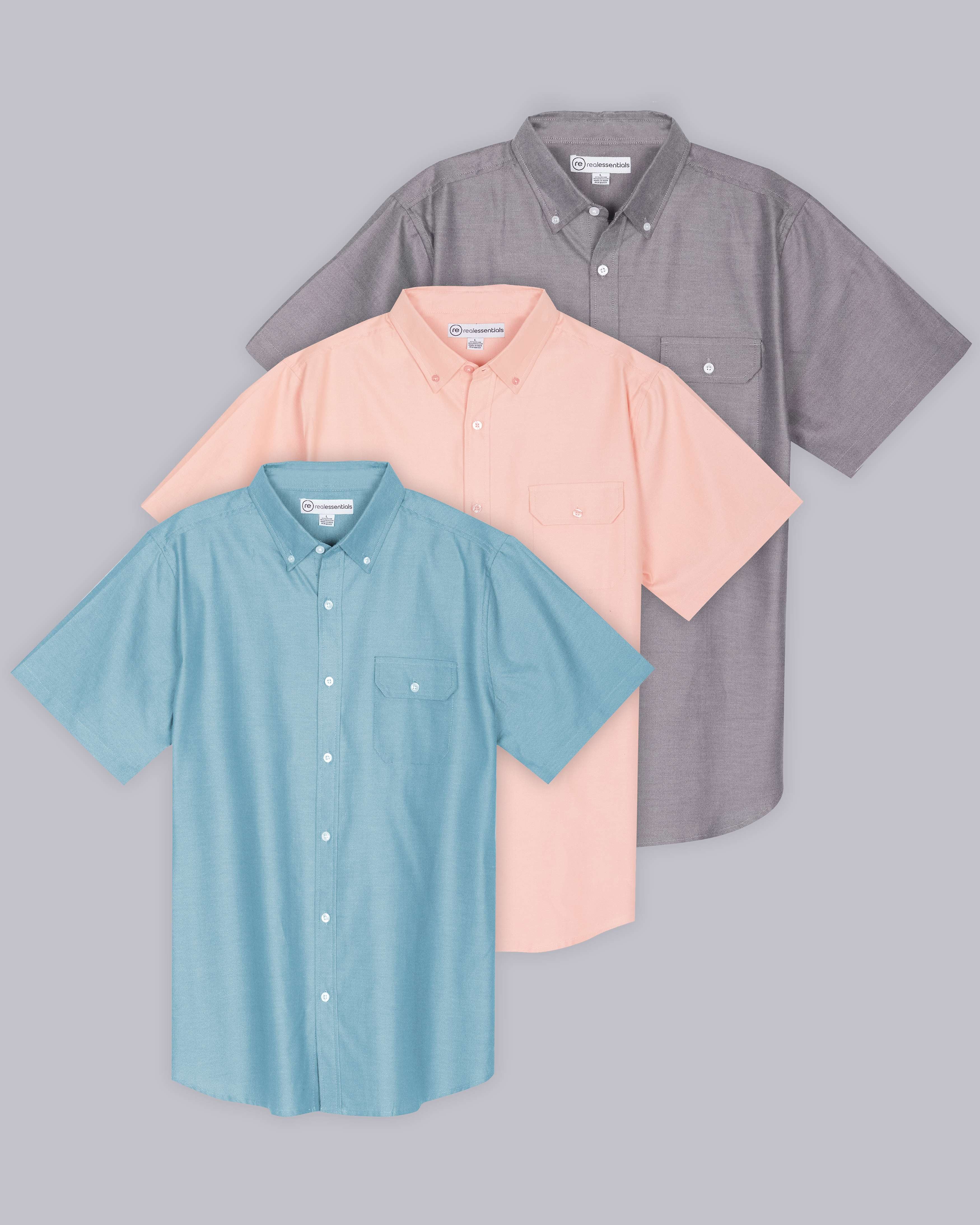 3 Pack: Men's Short-Sleeve Oxford Shirt (Available in Big & Tall)